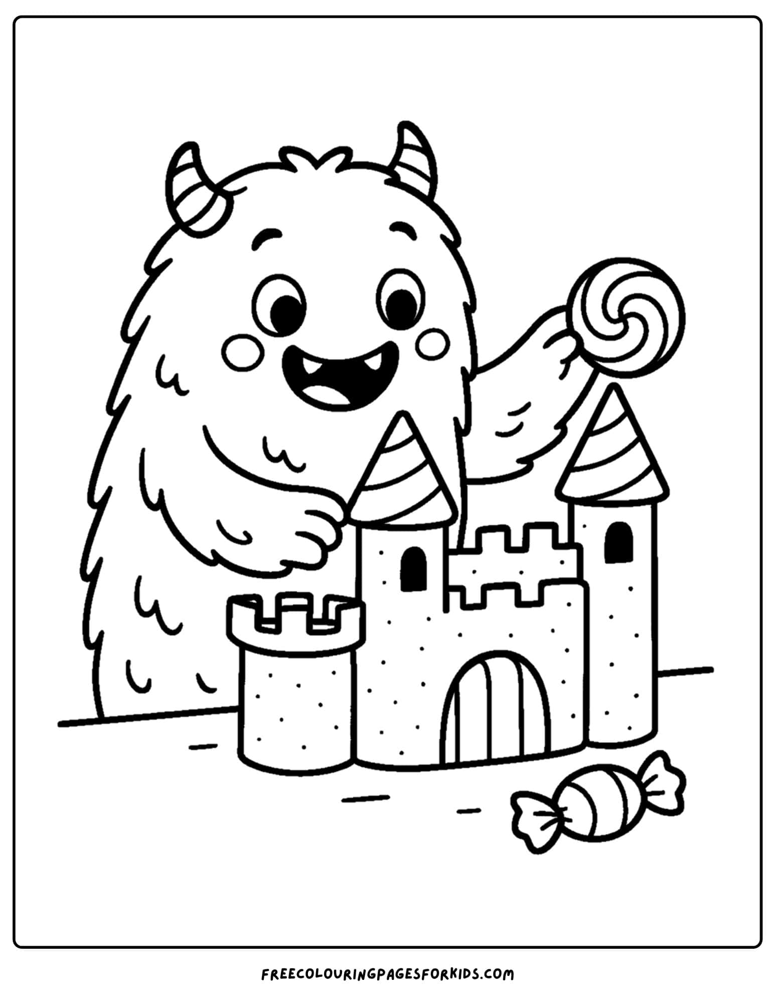 a monster building a candy castle