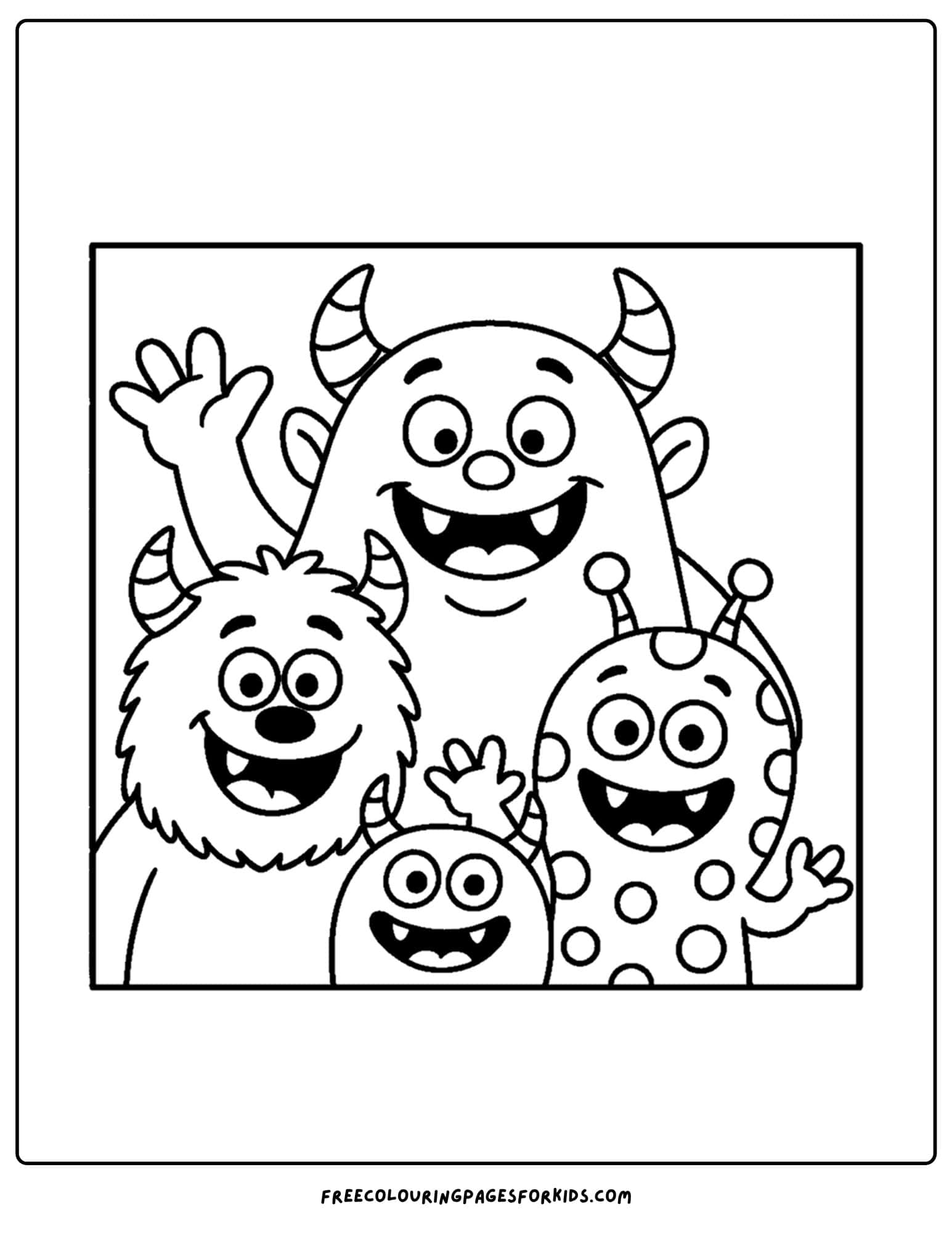 a monster family portrait coloring page