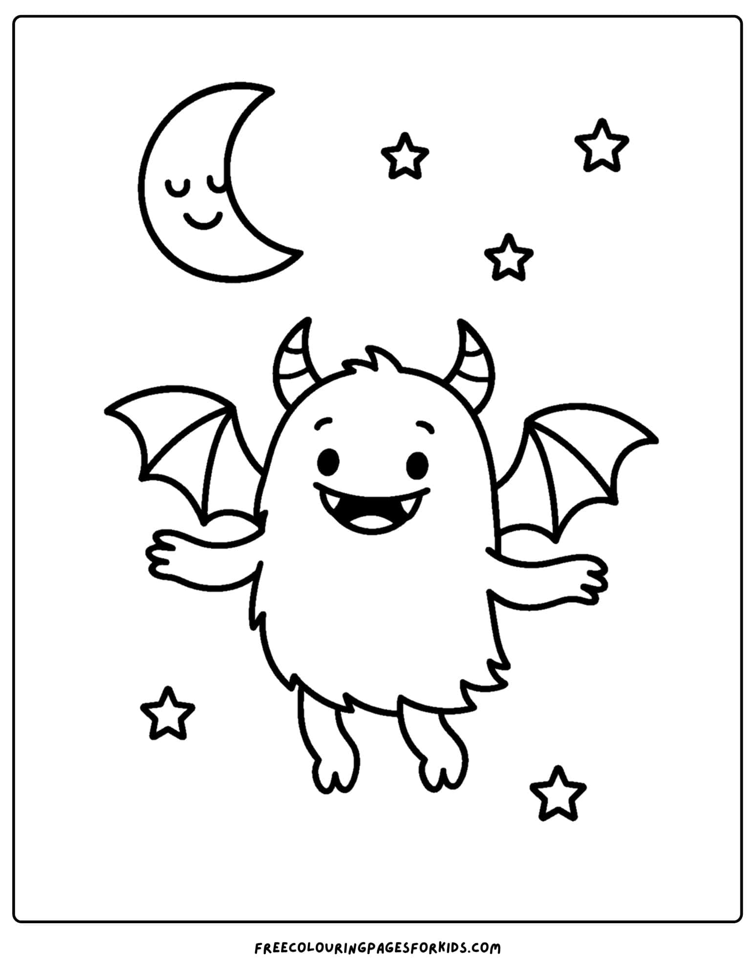 a monster flying coloring page