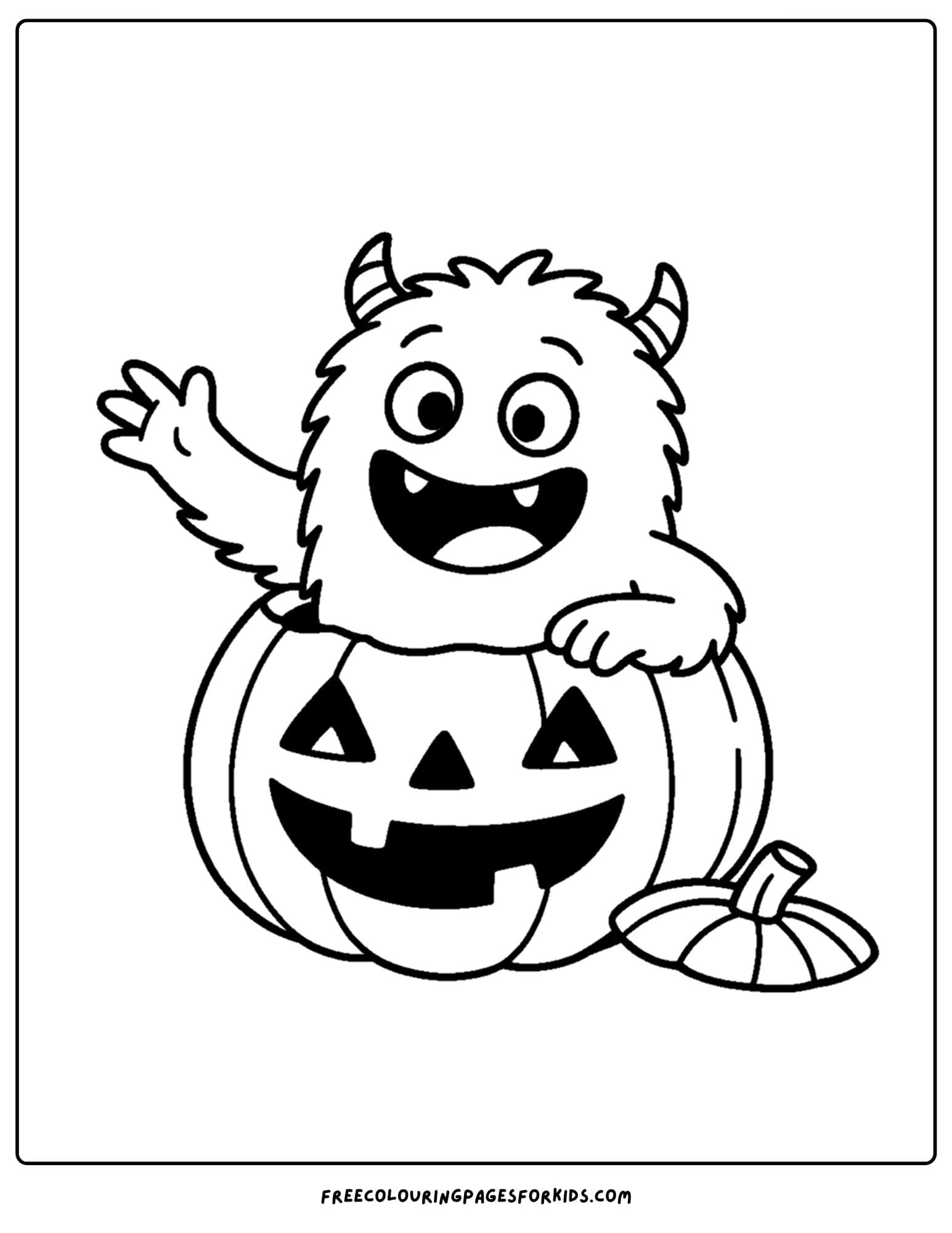 a monster popping out of a pumpkin coloring page
