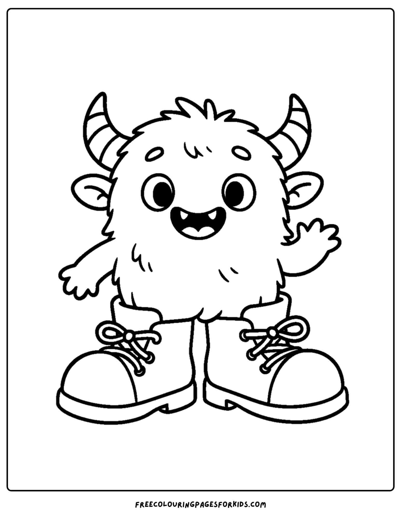 a monster wearing big boots coloring page