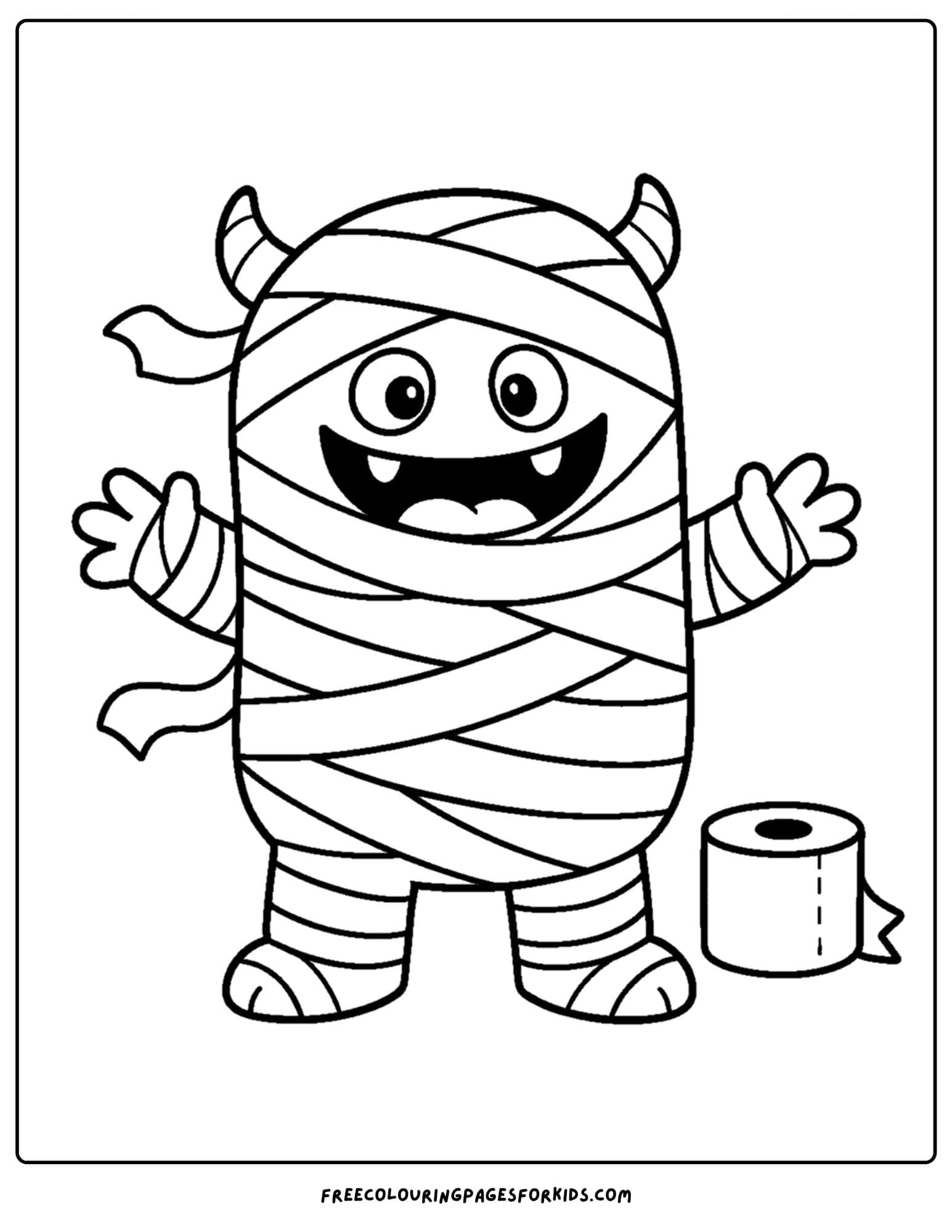 a monster wrapped up like a mommy coloring page