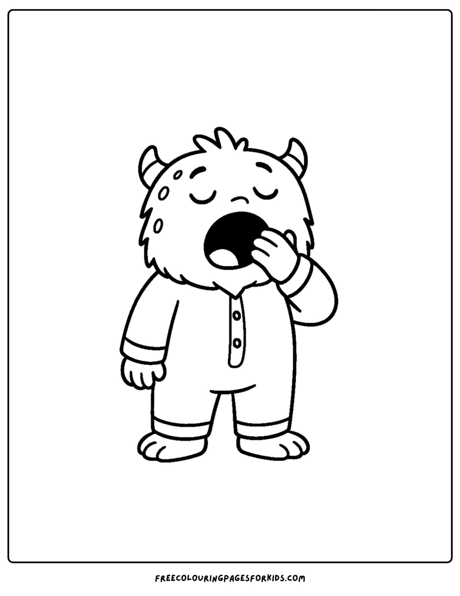 a monster yawning coloring page