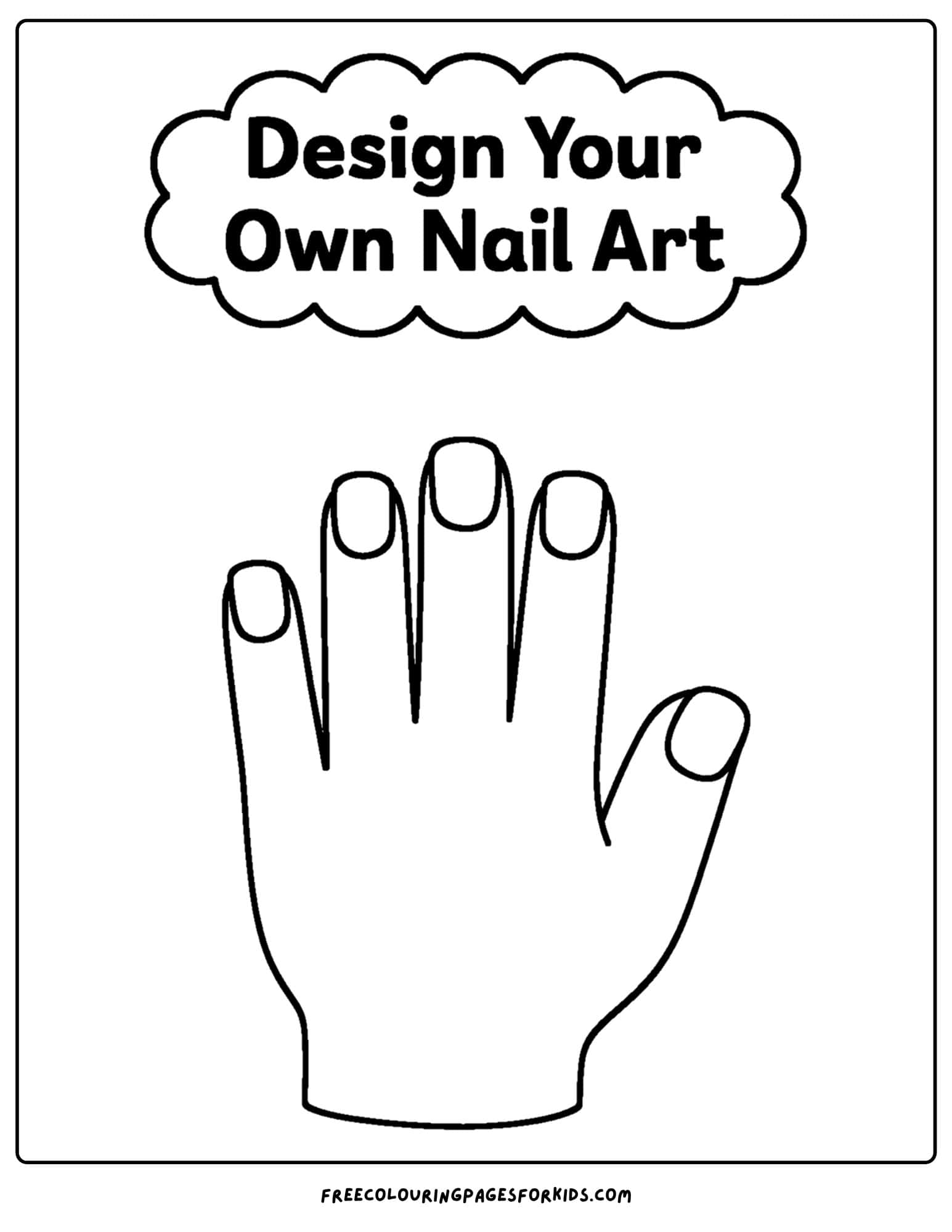 design your own nail art on a hand coloring page
