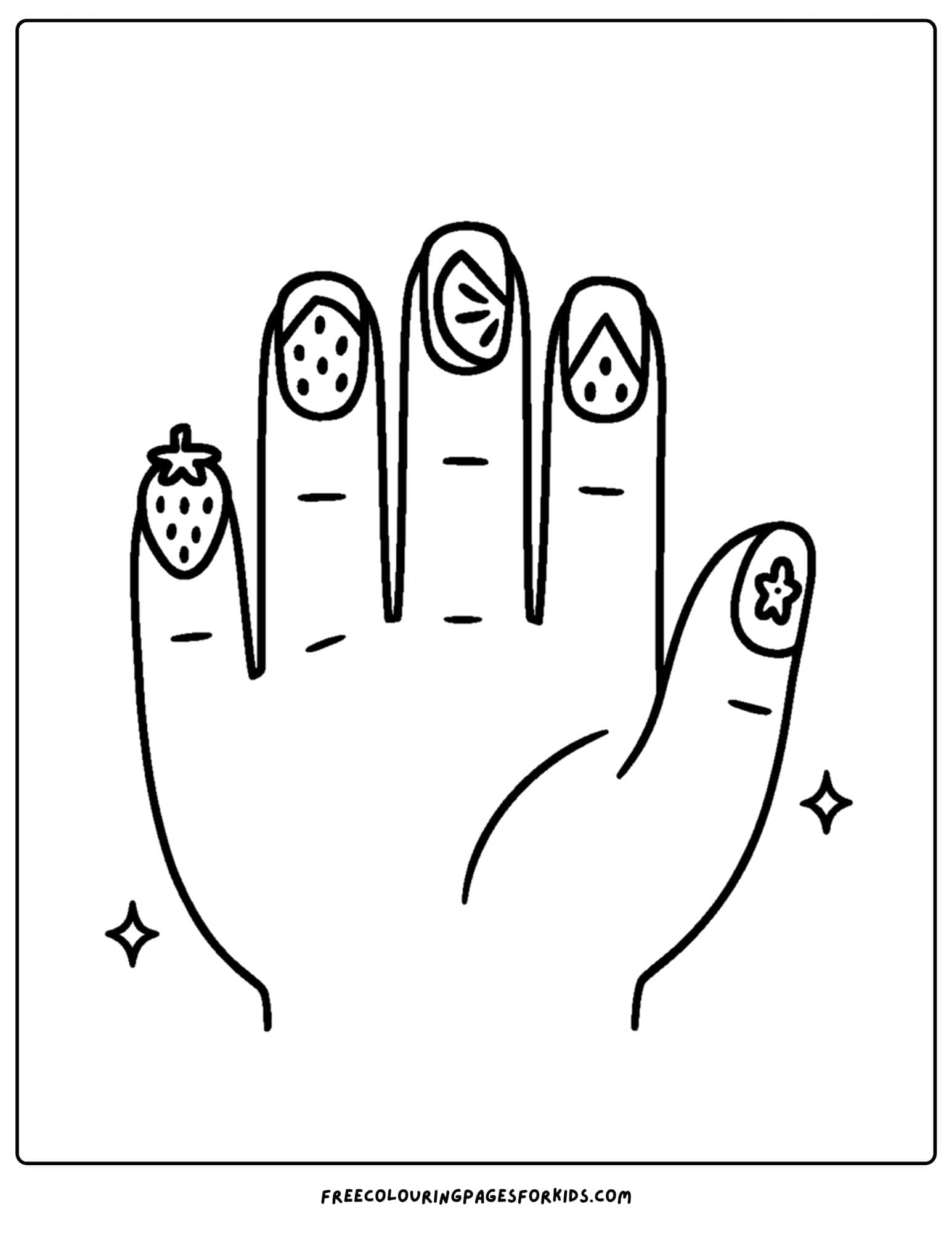 fruit shaped nail art coloring page