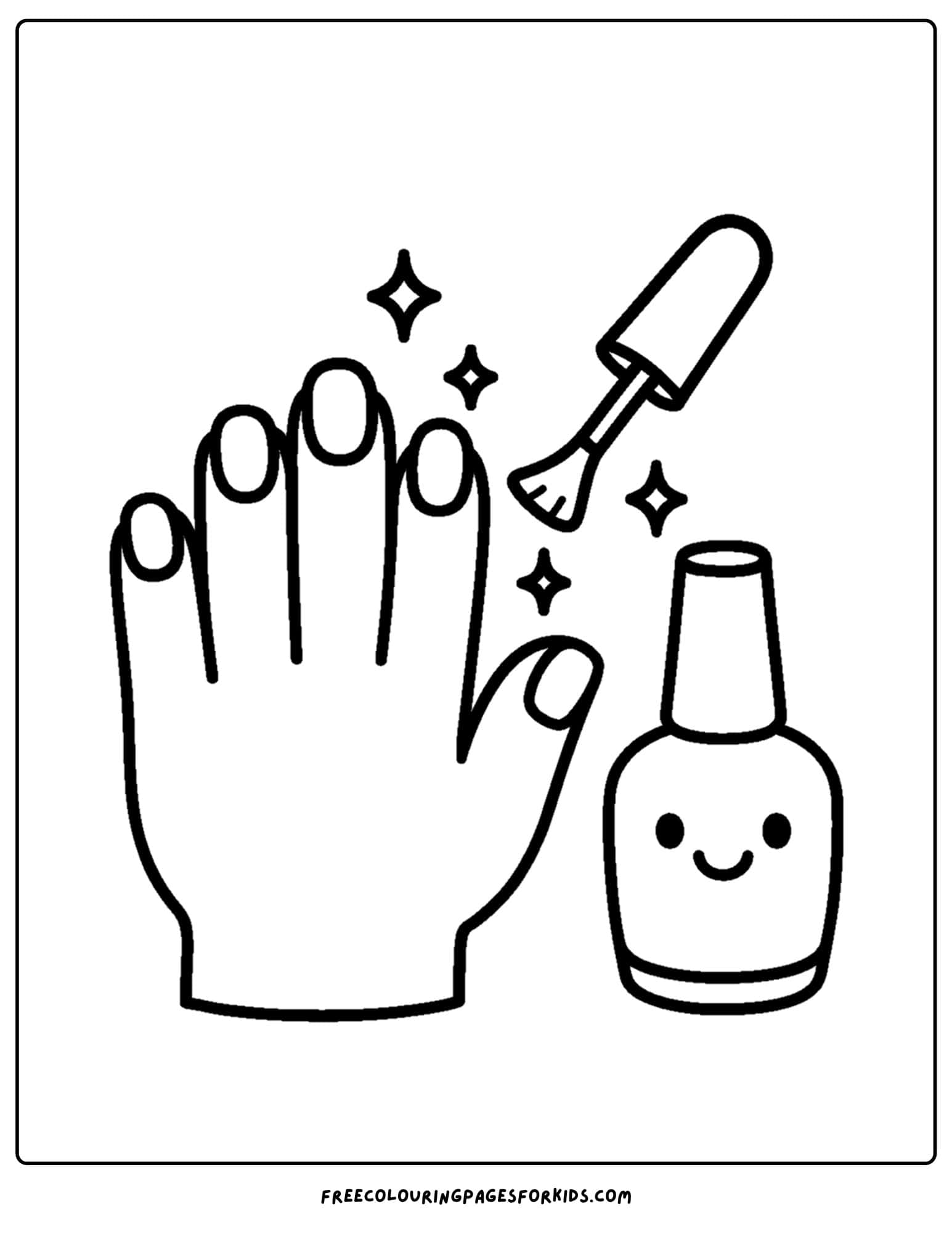 a hand getting a manicure coloring page