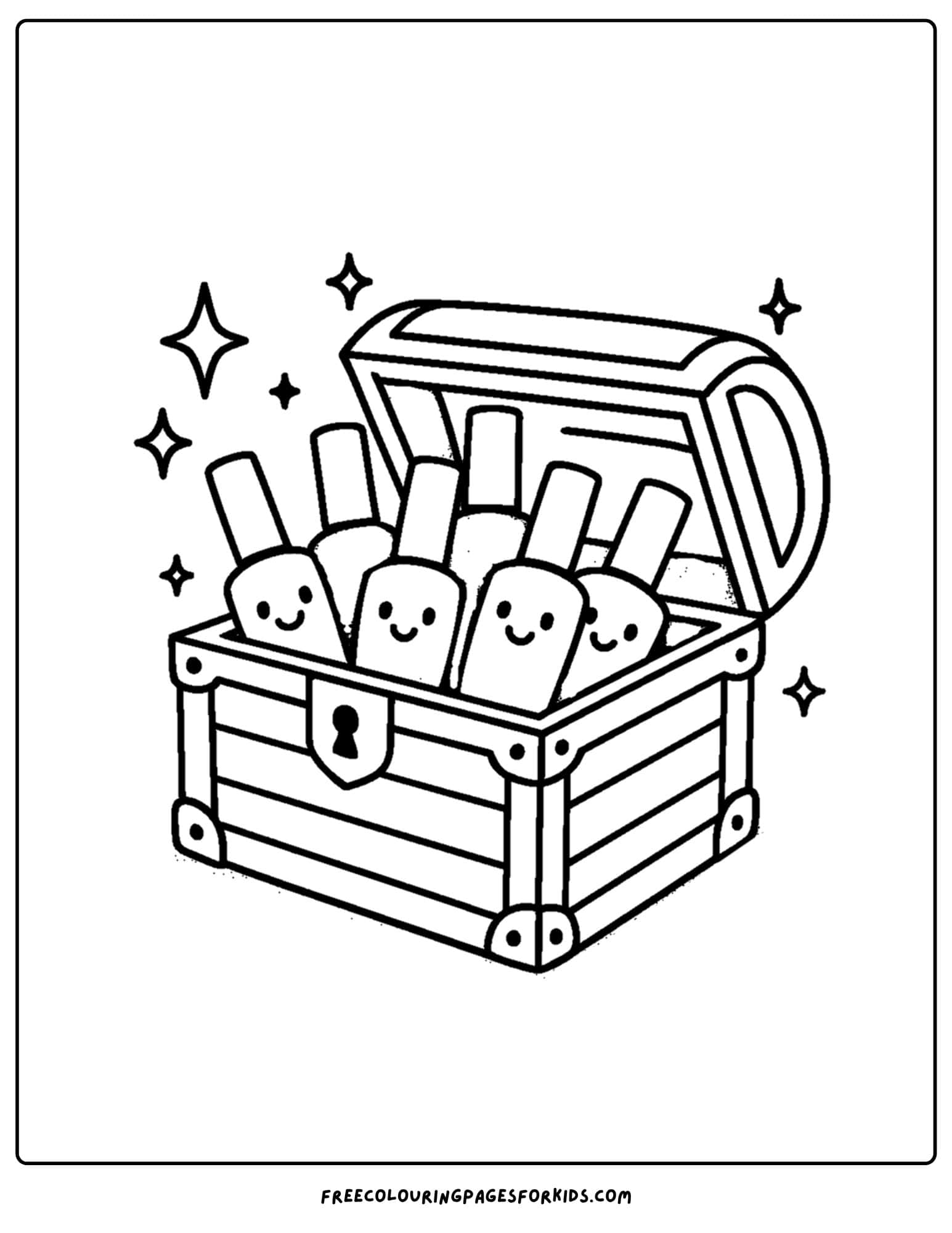a treasure chest full of nail polish coloring page
