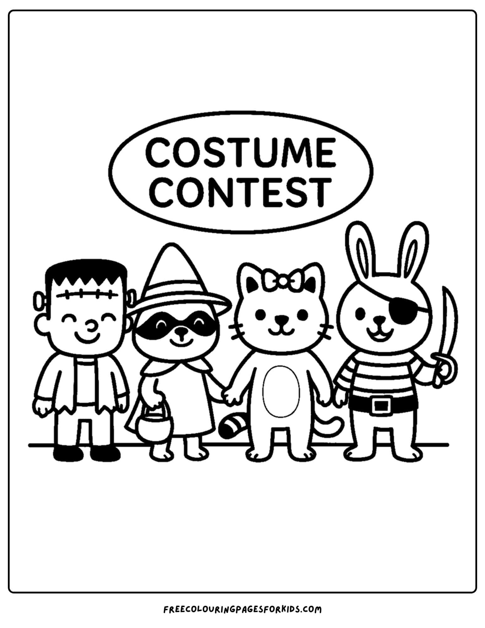 a spooky custume contest coloring page