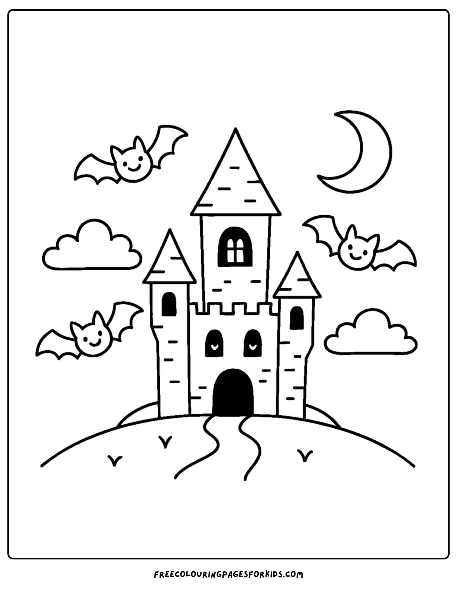 a spooky castle coloring page