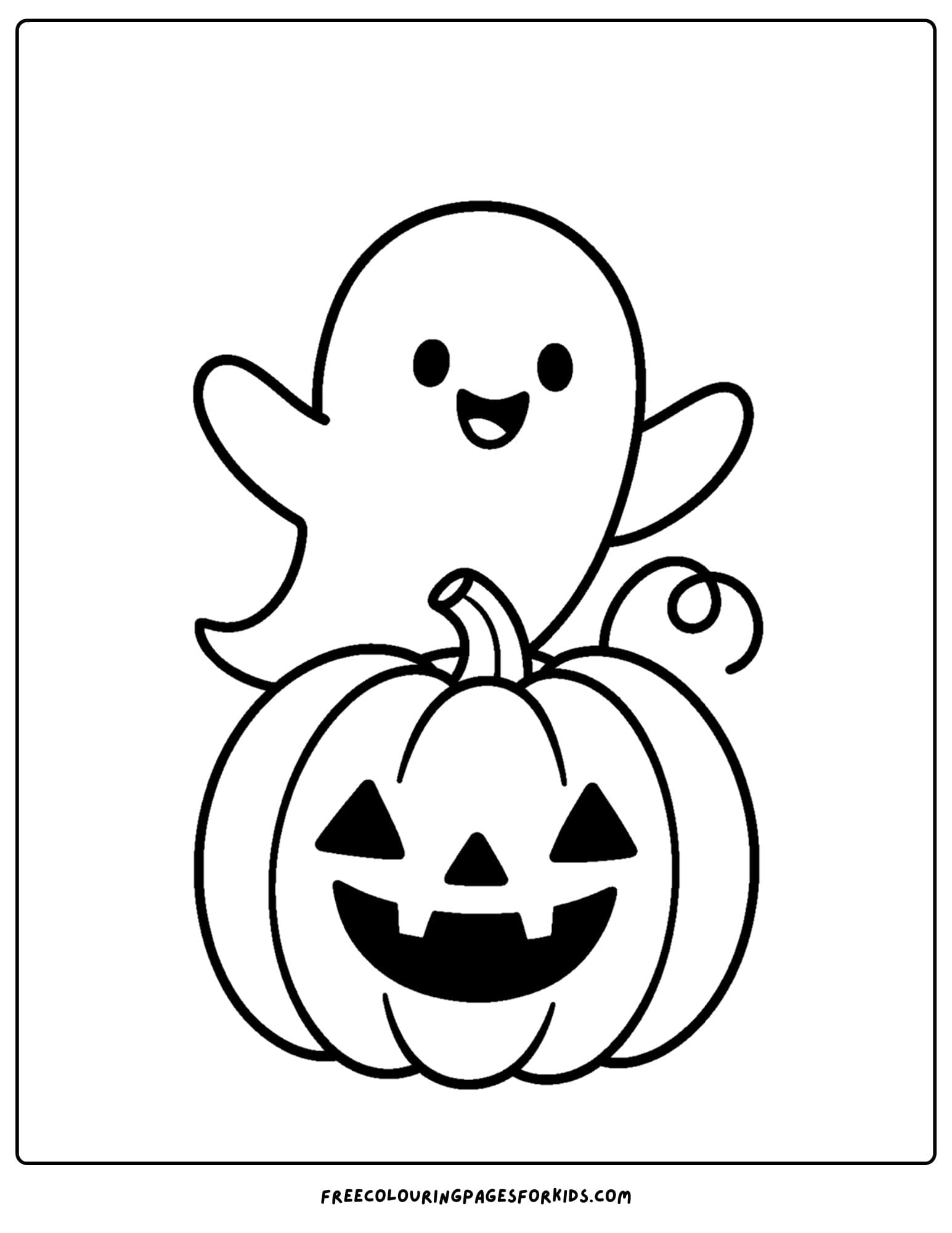 a spooky ghost popping out of a pumpkin coloring page