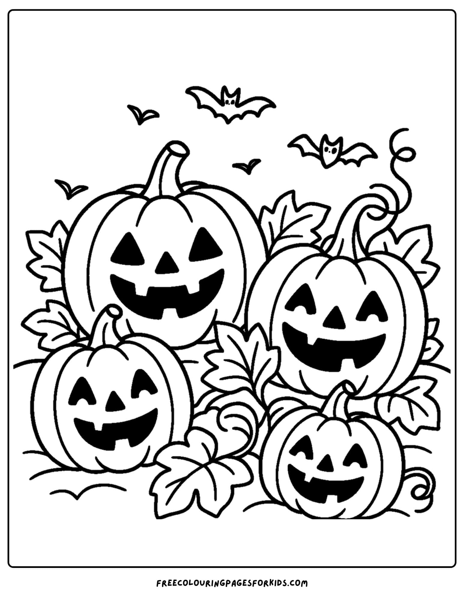 a spooky pumpkin patch coloring page