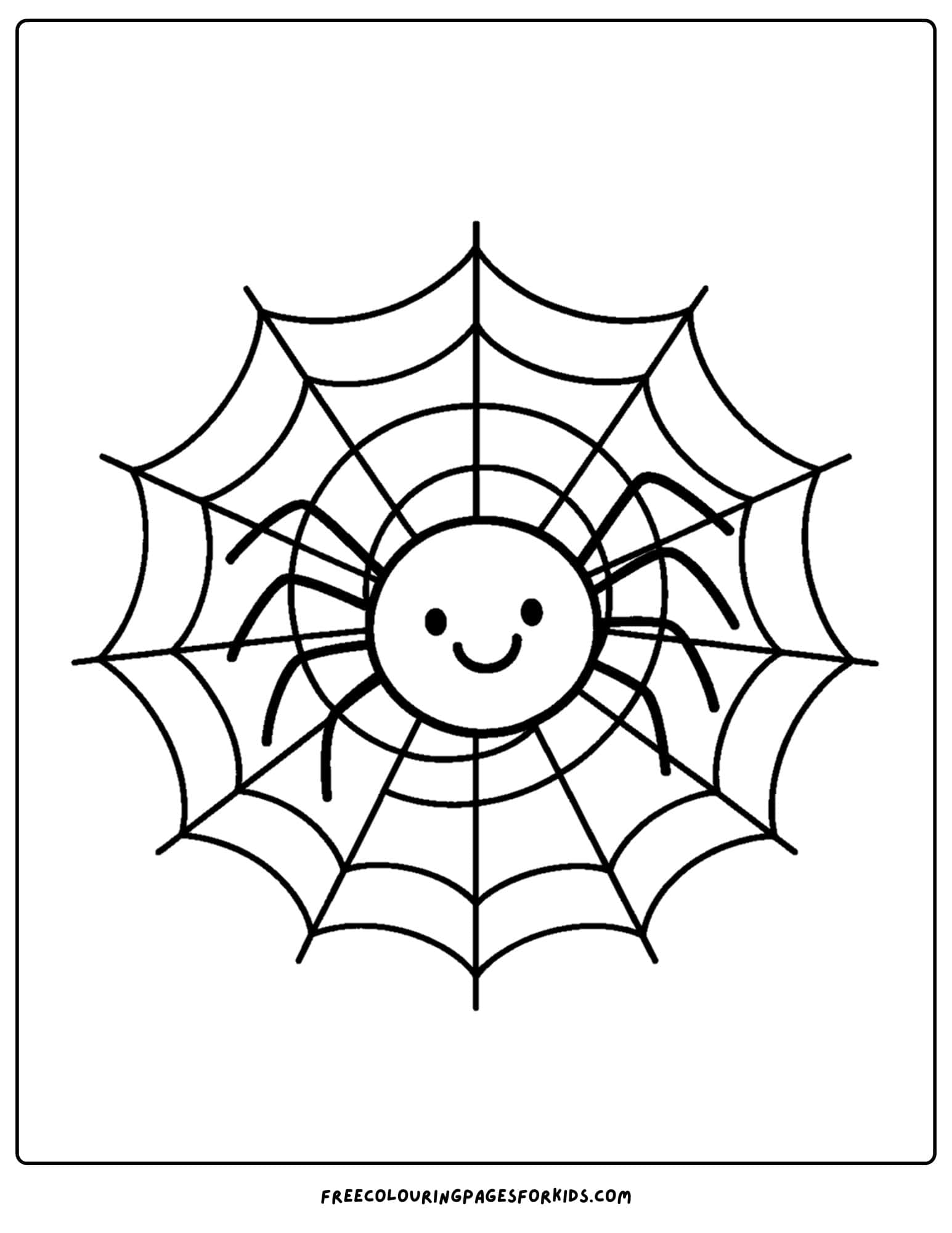 a spooky spider in a web coloring page