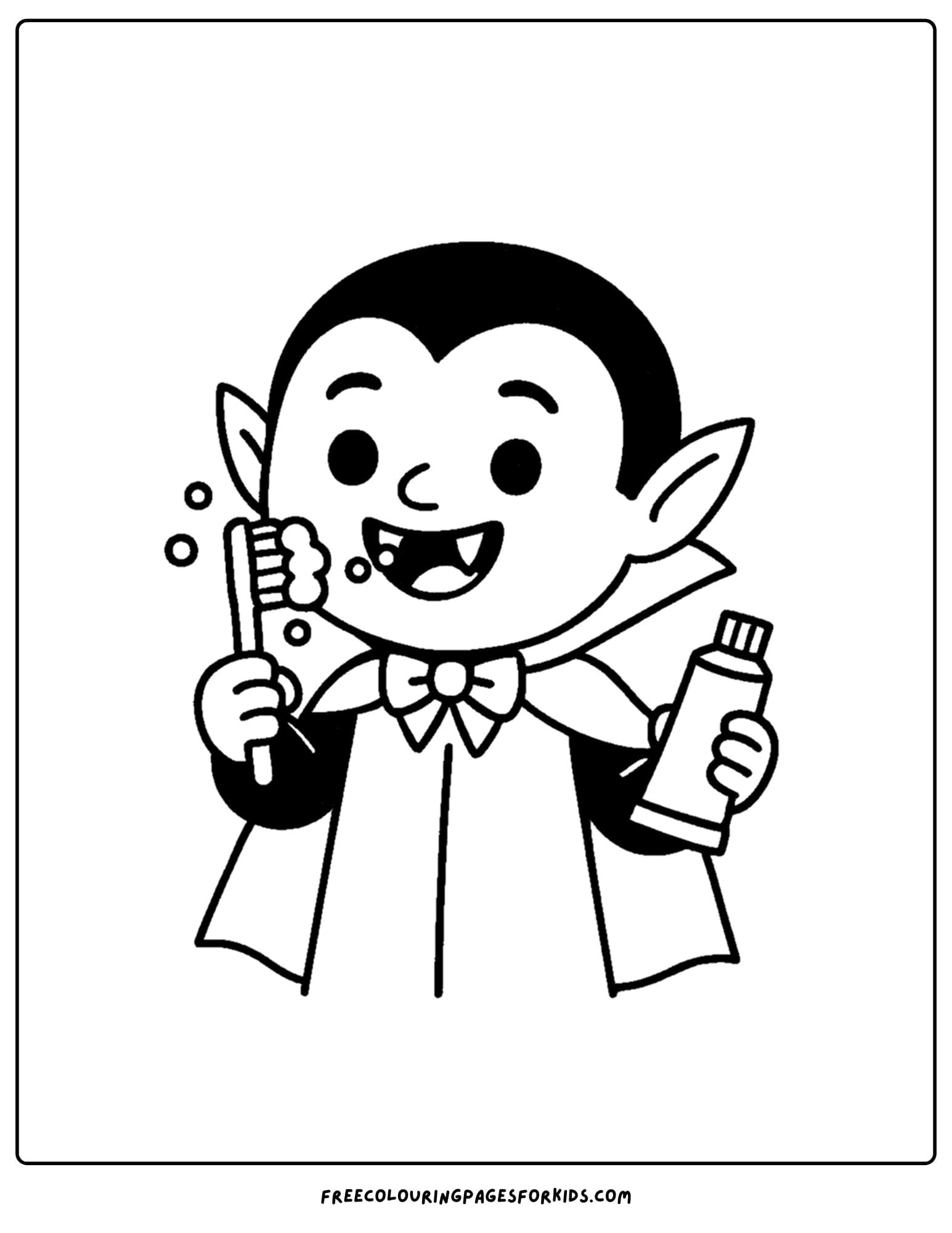 a spooky campire brushing his teeth coloring page