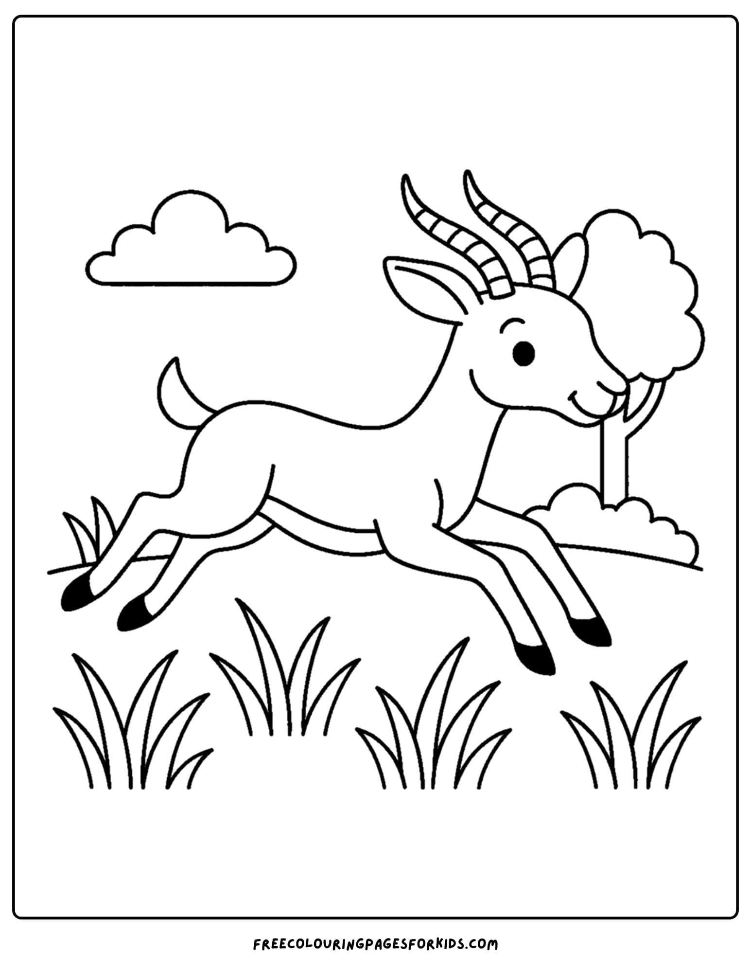 a wild animal coloring page featuring a gazelle leaping