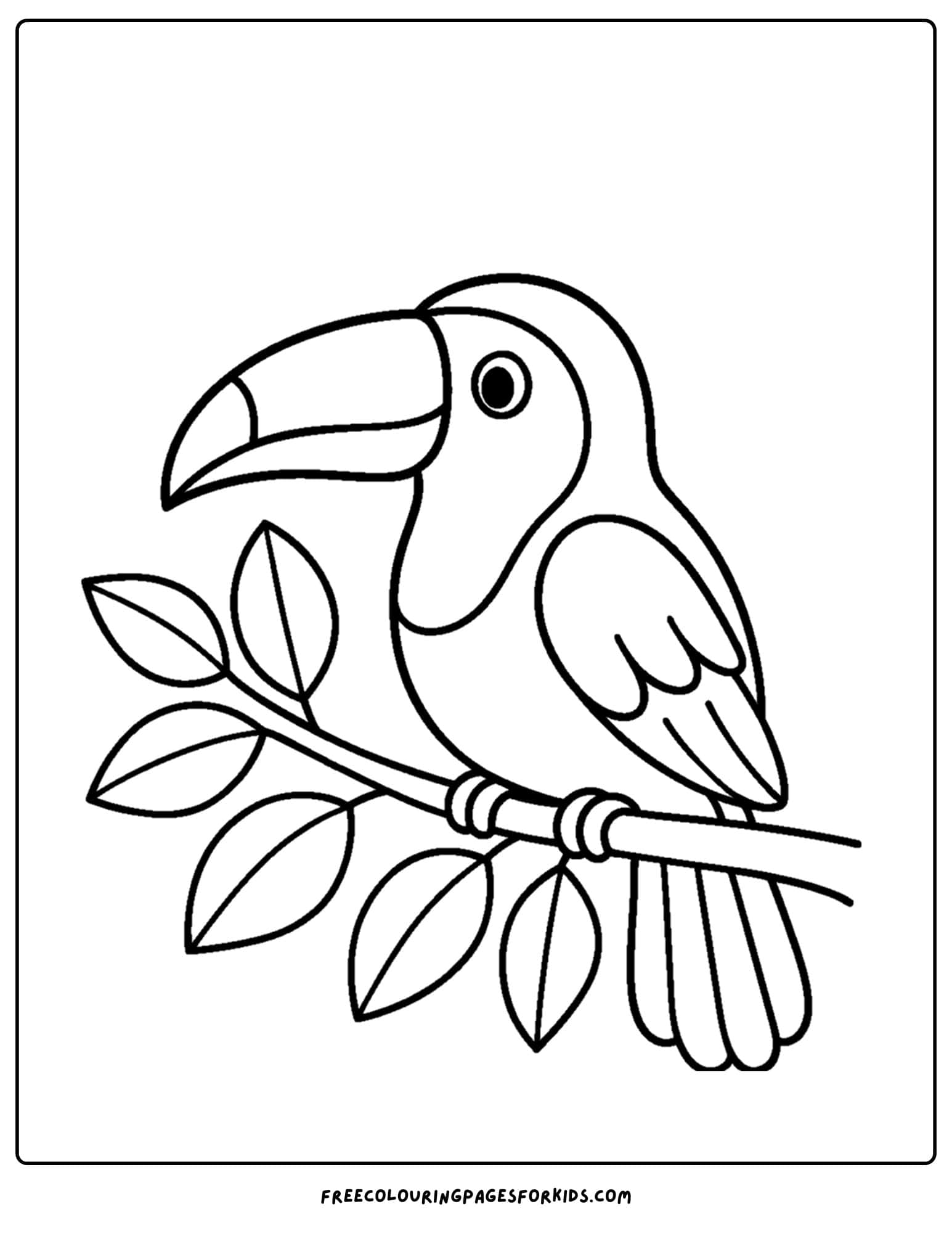 a wild animal coloring page featuring a toucan sitting on a branch