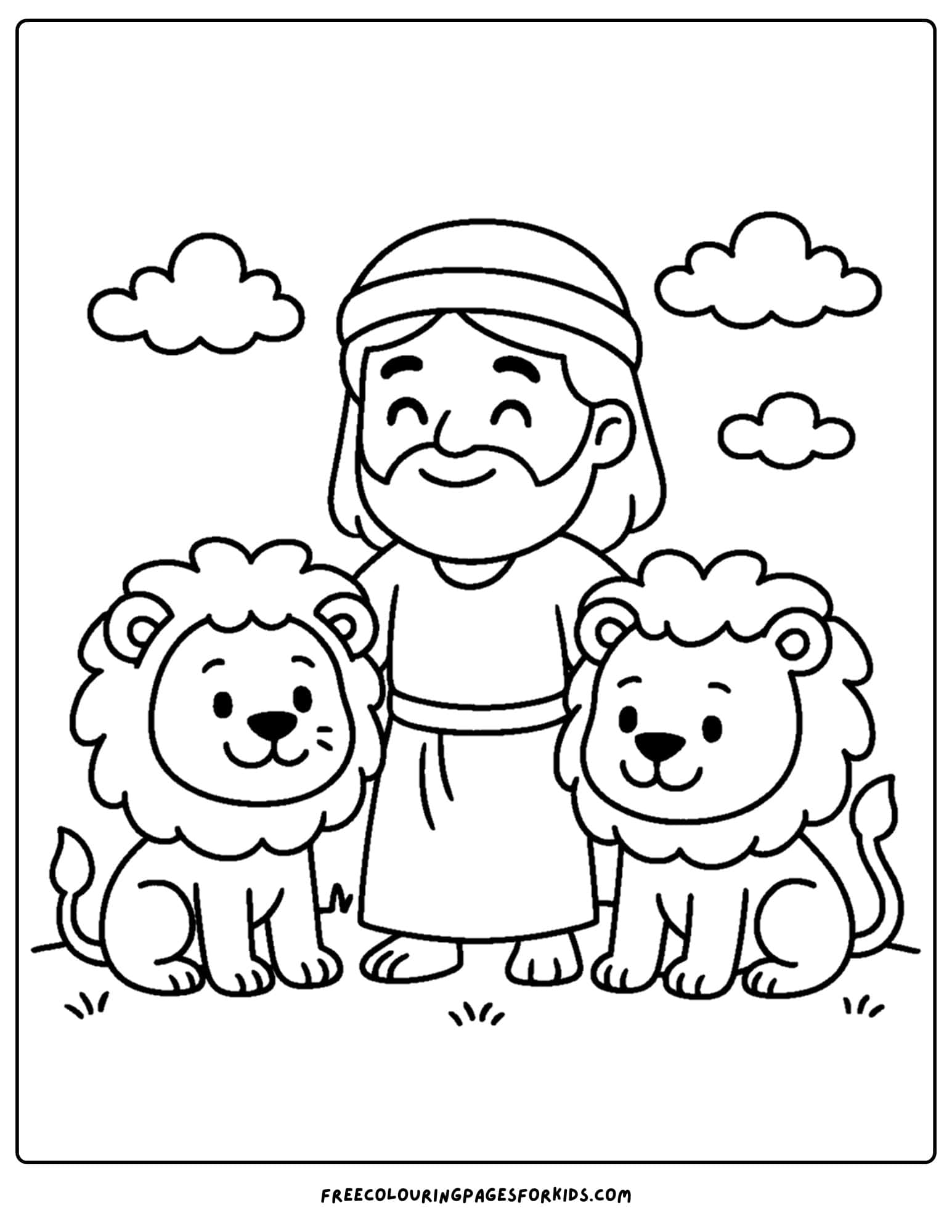 a bible coloring page of daniel with lions