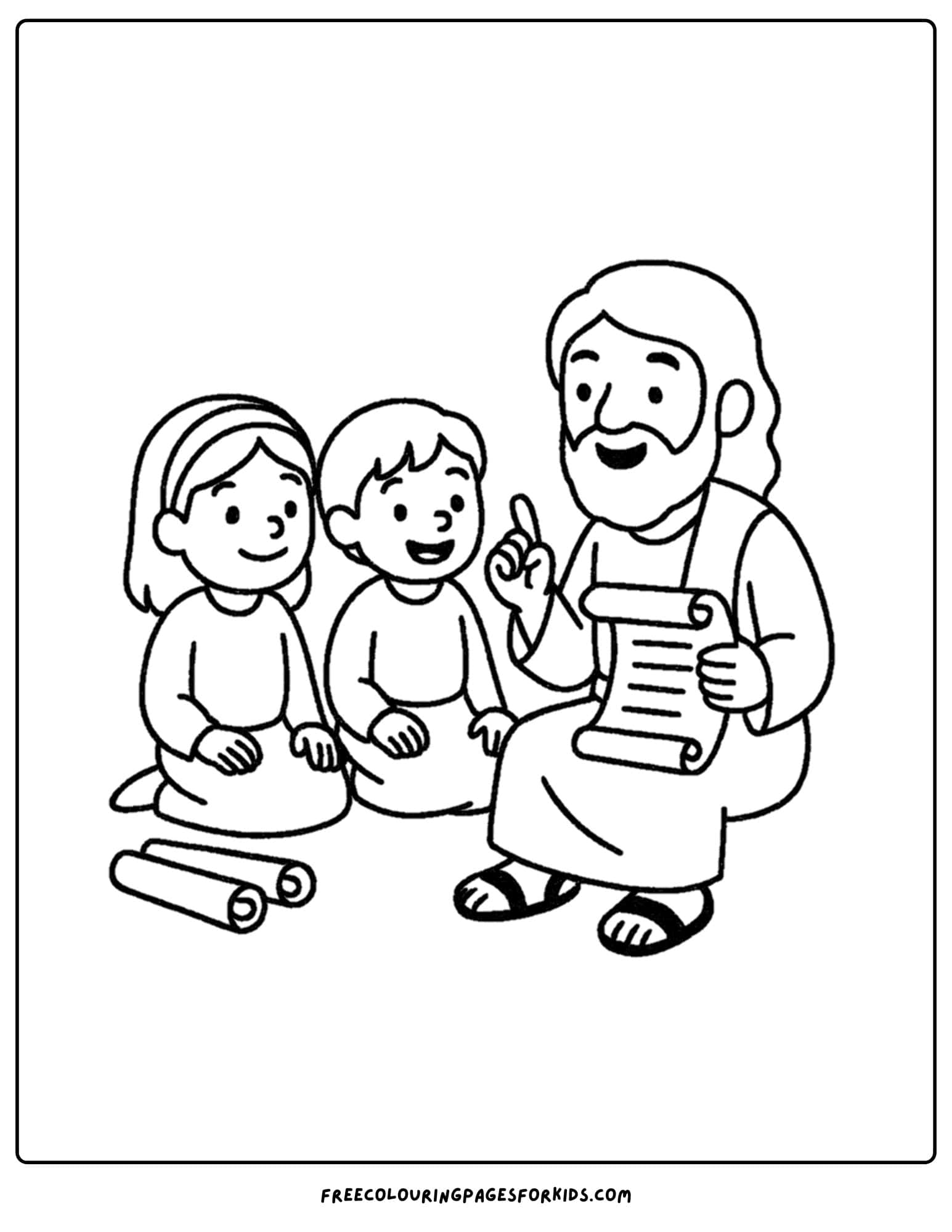 a bible coloring page of paul teaching the word of god to children