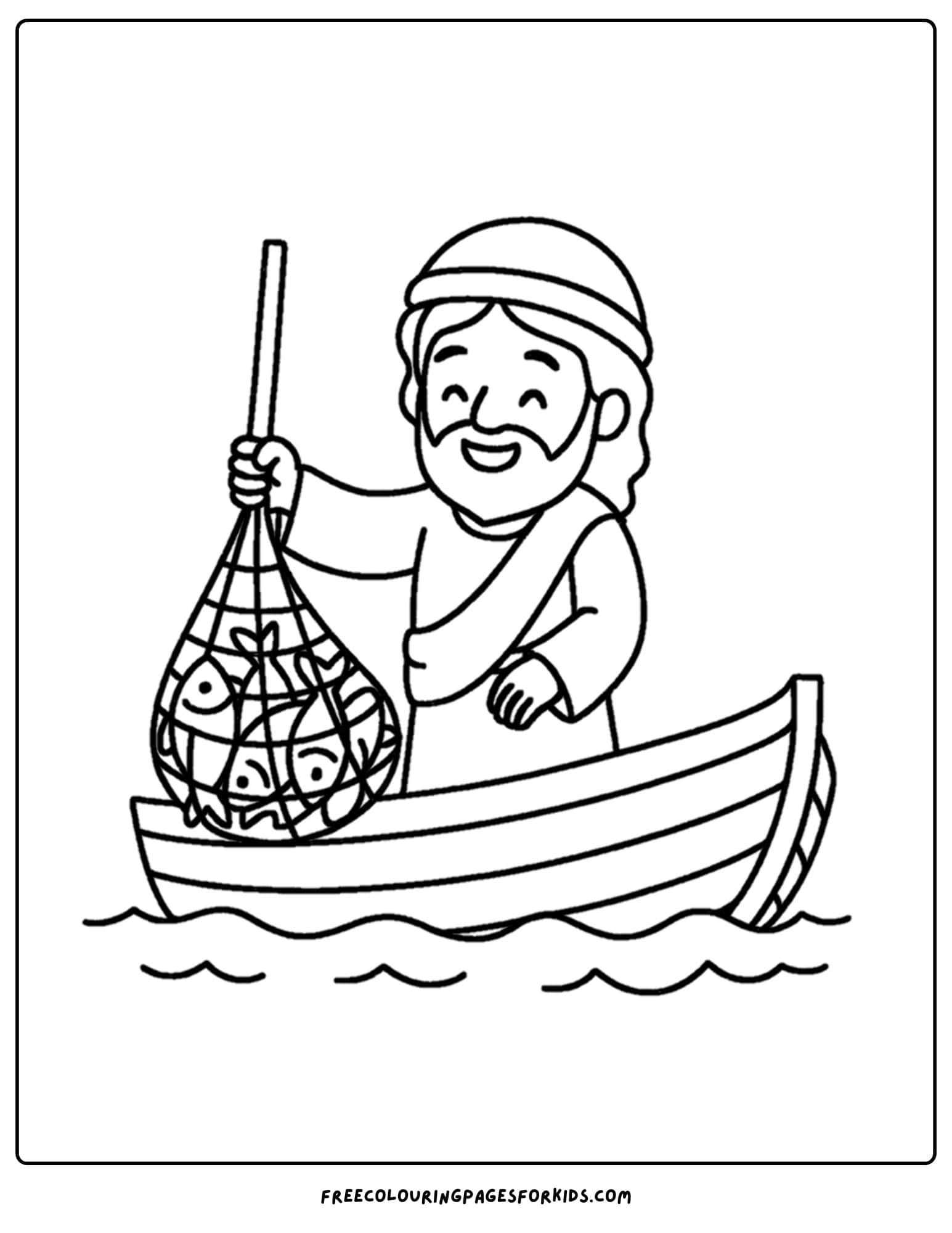 a bible coloring page of peter catching fish