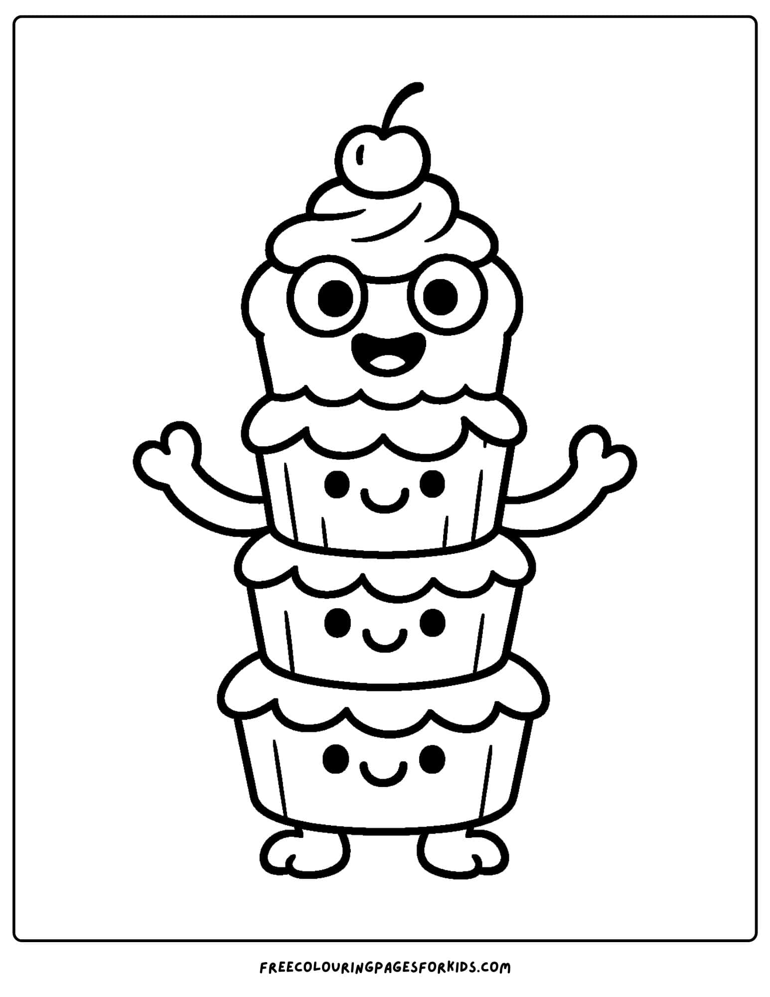a cake coloring page of a cupcake monster