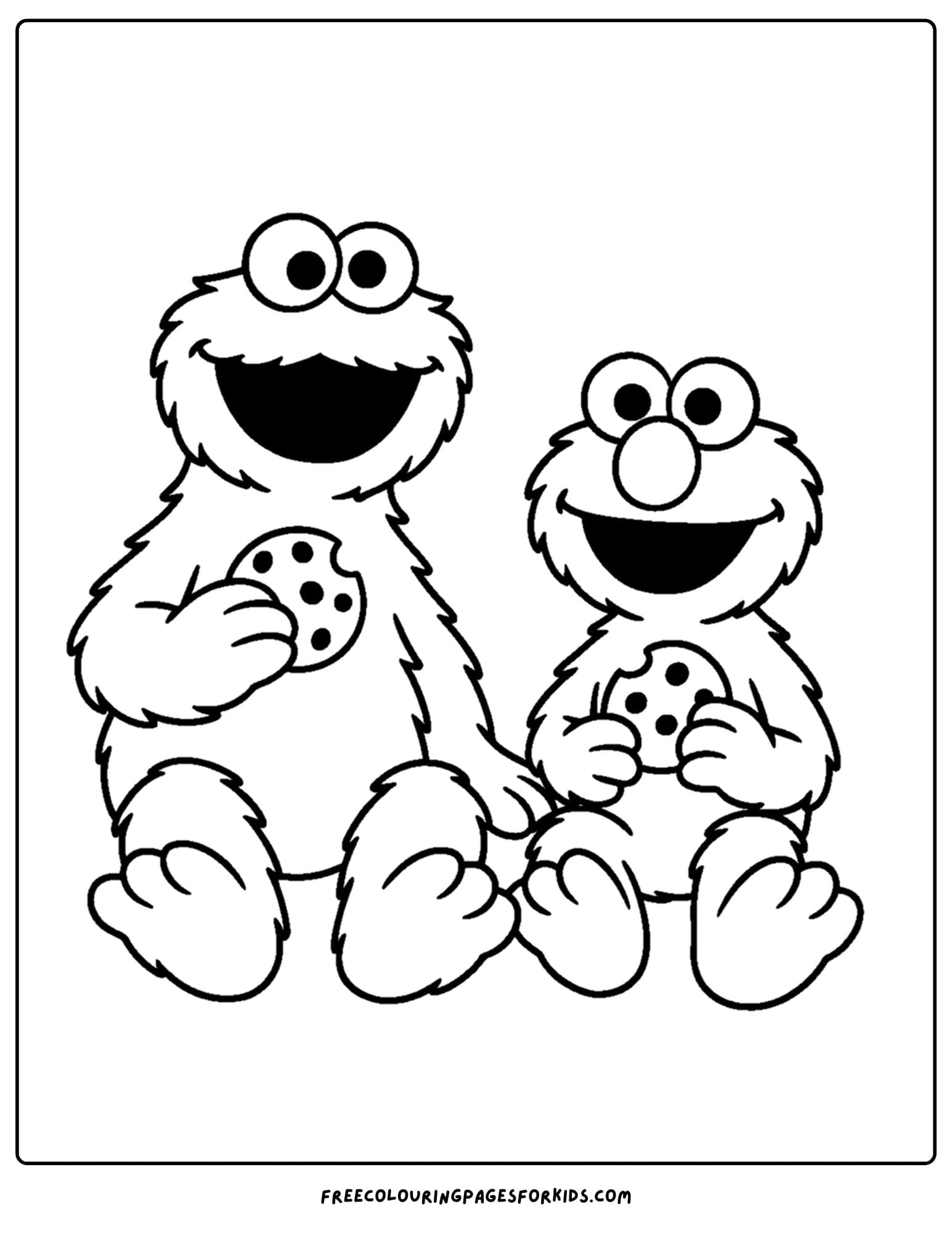 a cookie monster coloring page of cookie monster and elmo eating cookies