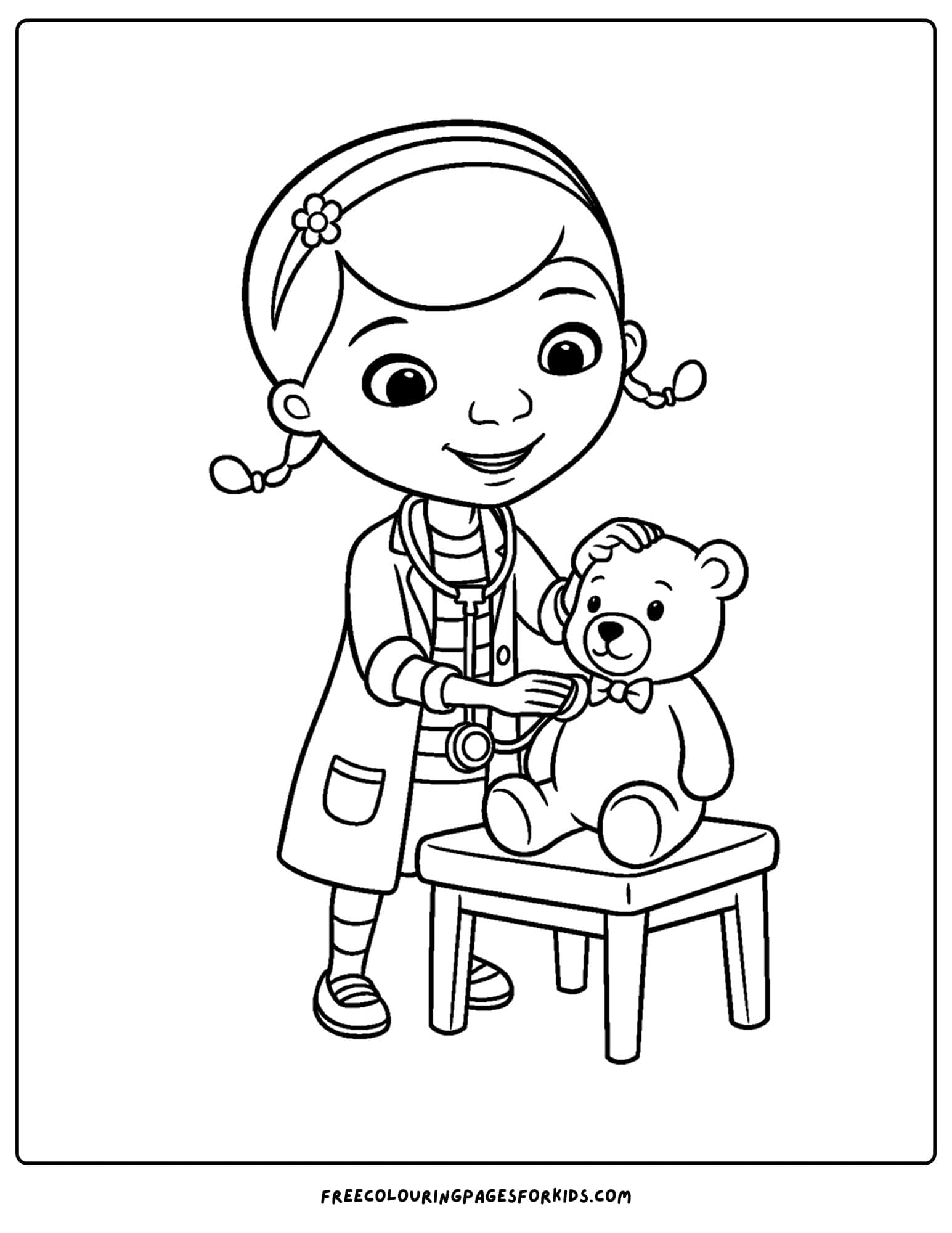 a doc mcstuffins coloring page checking on teddy b