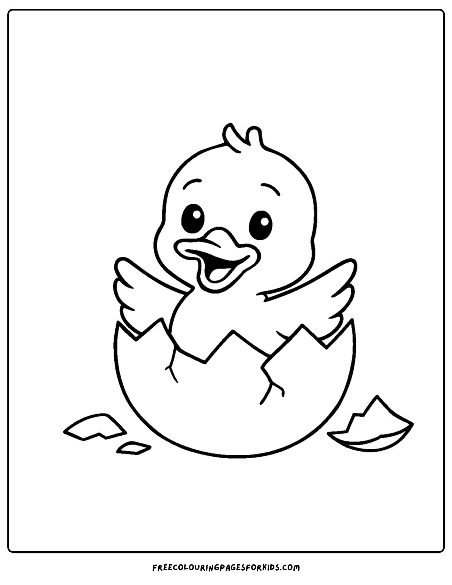 a coloring page of a duck hatching