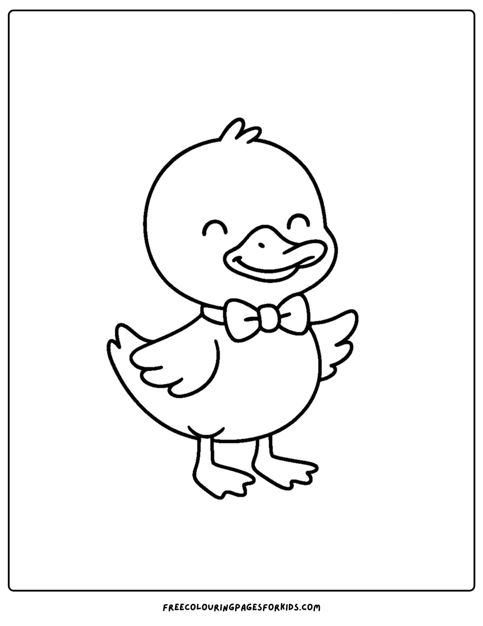 a coloring page of a duck wearing a bowtie