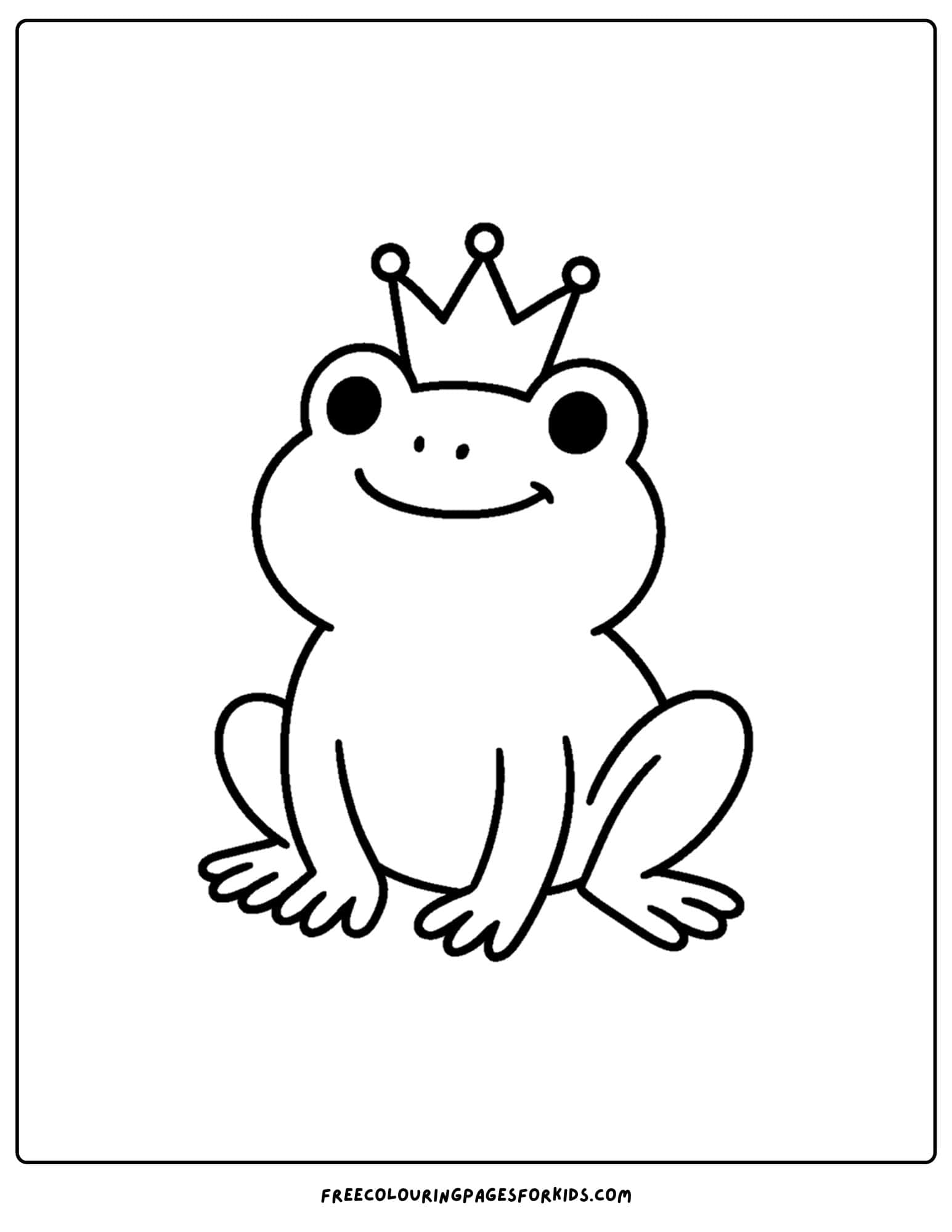 a frog coloring page of a frog wearing a crown
