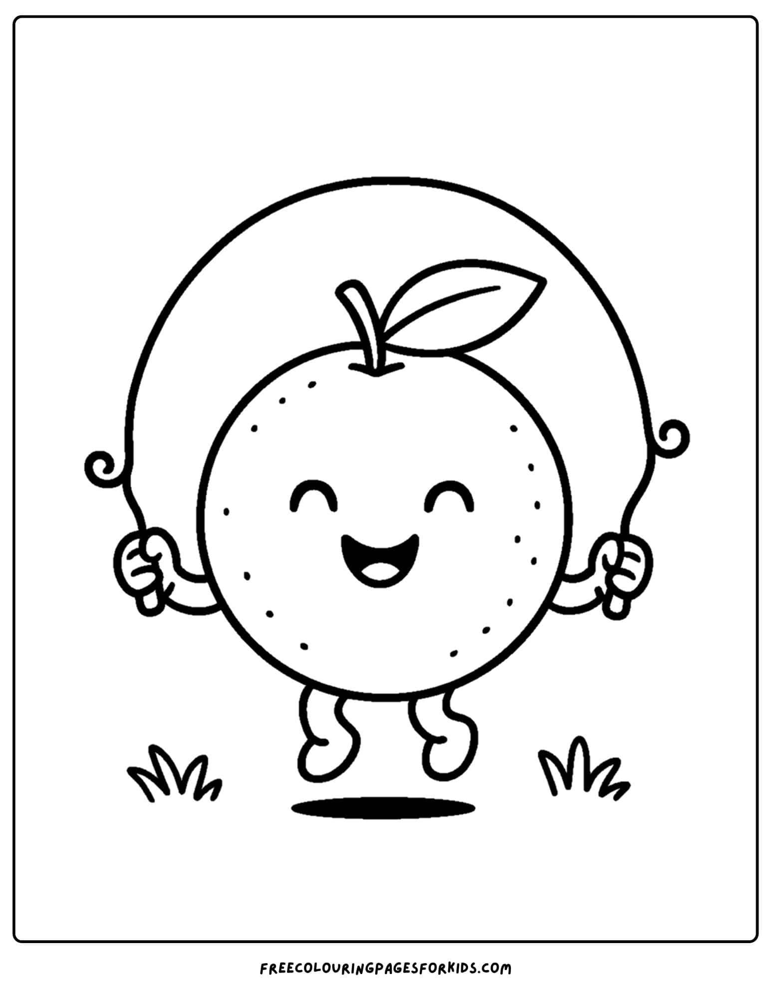 an orchard themed coloring page featuring an orange skipping rope