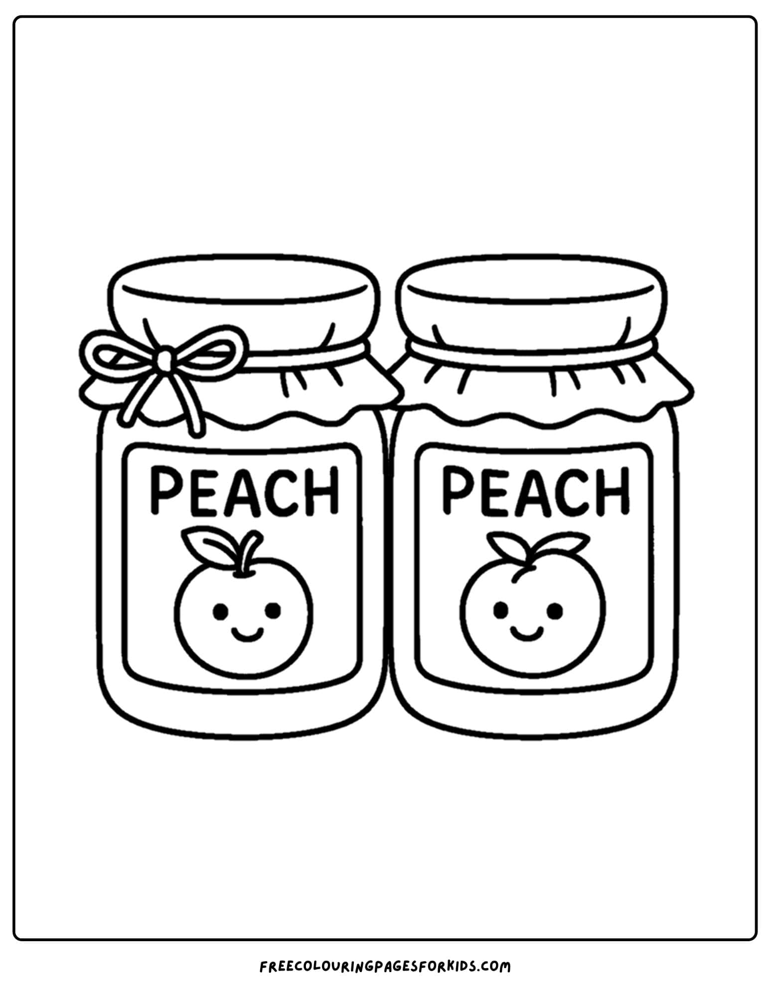 an orchard themed coloring page featuring jars of peach jam
