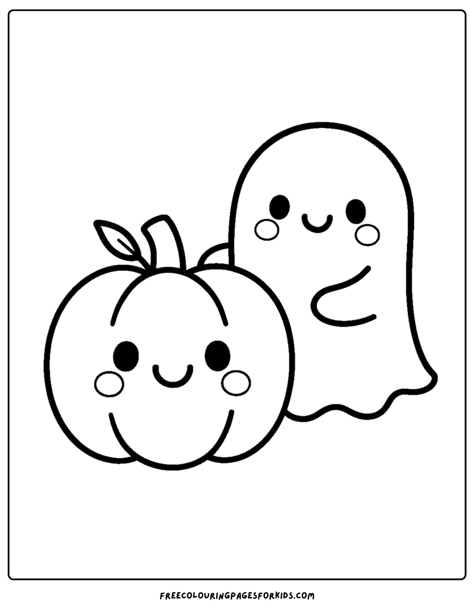 a pumpkin coloring page of a pumpkin and a ghost