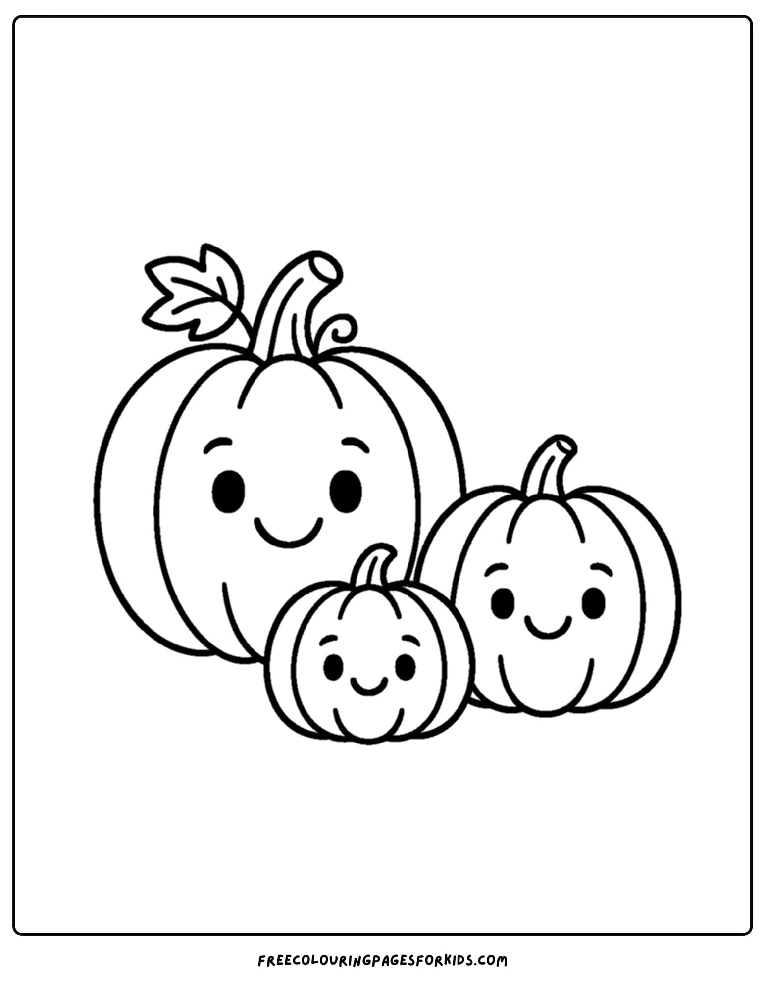 a pumpkin coloring page of a pumpkin family