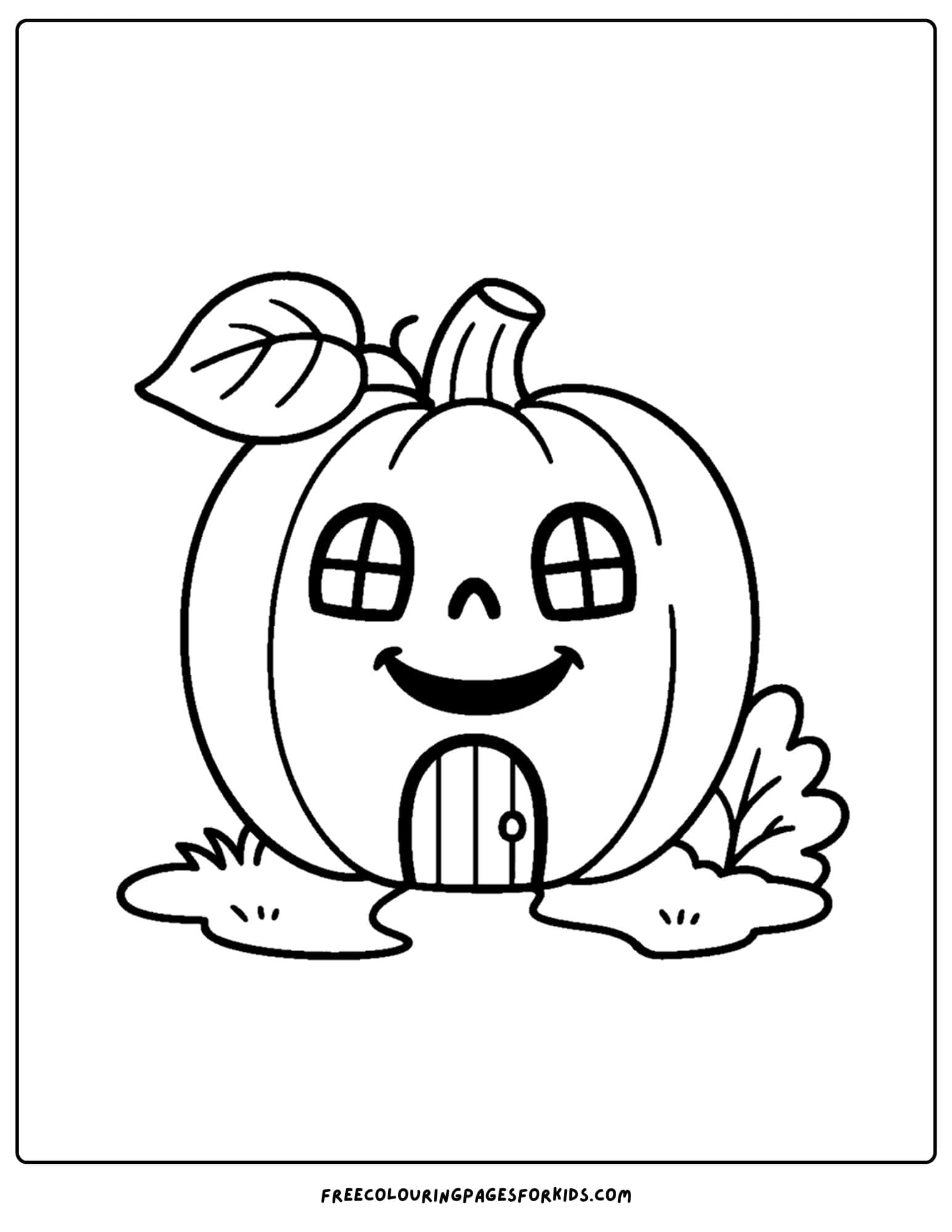 a pumpkin coloring page of a pumpkin house