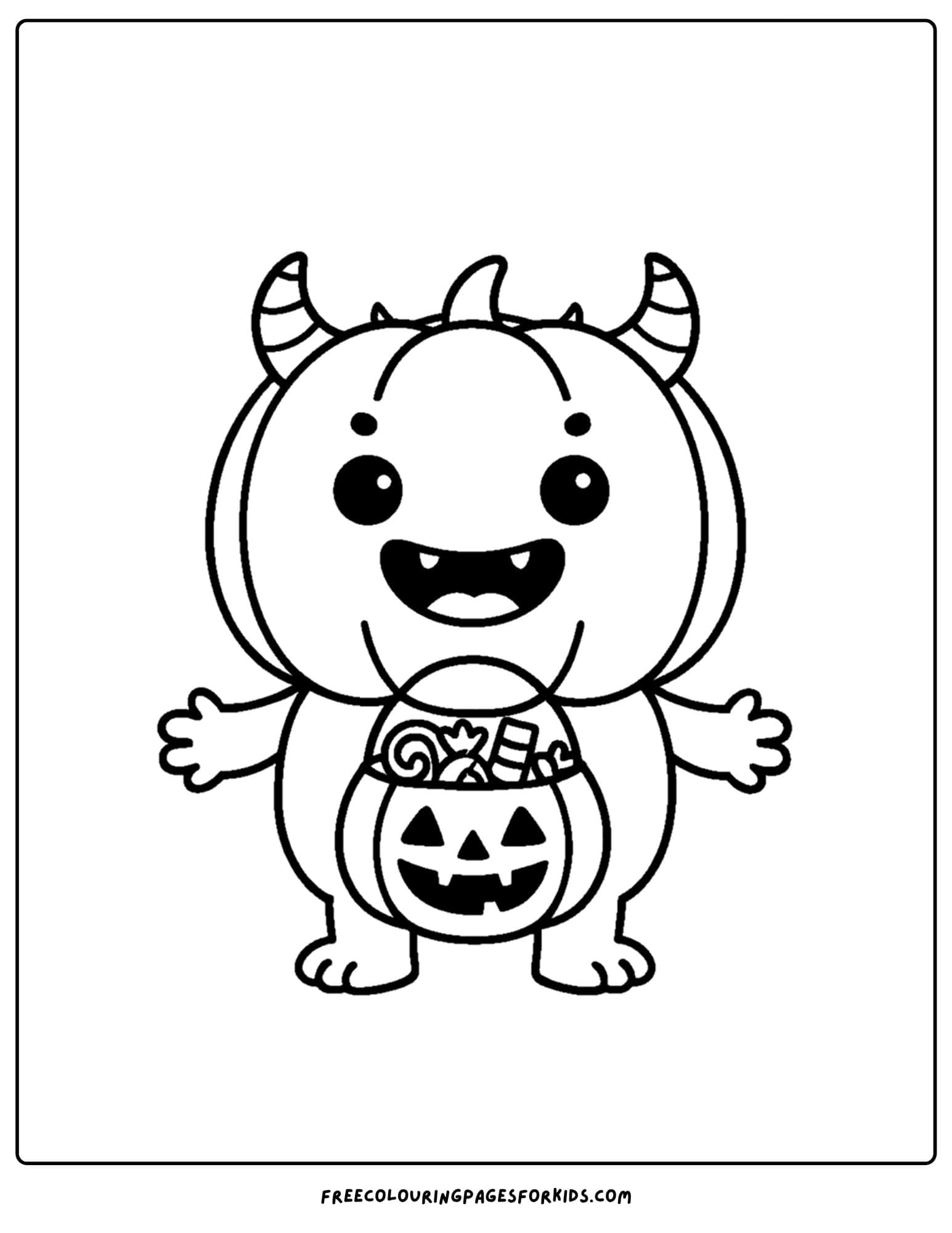 a pumpkin coloring page of a pumpkin monster