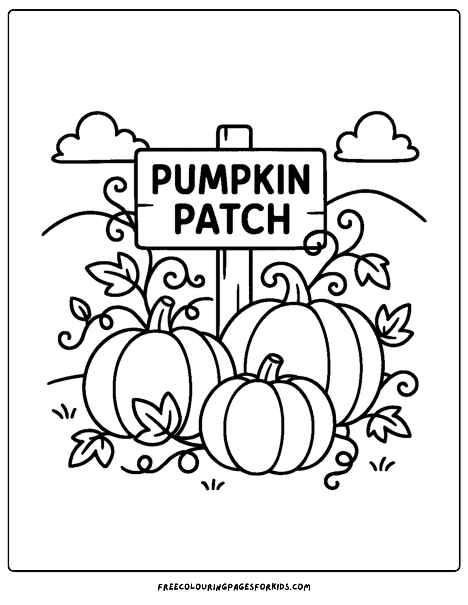 a pumpkin coloring page of a pumpkin patch