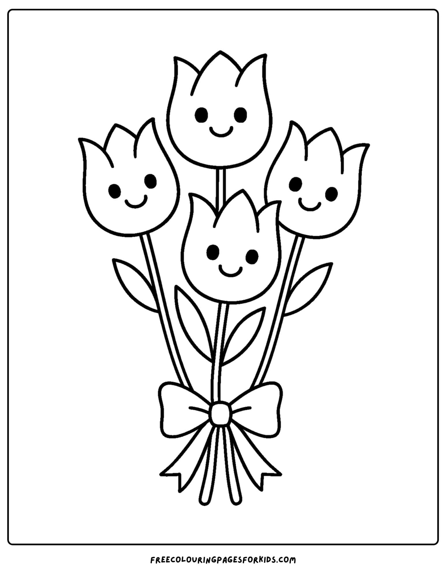 a tulip coloring page of a tulip balloon bouquet