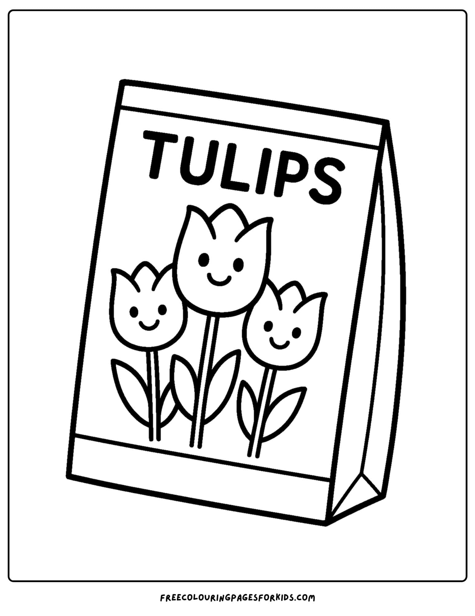 a tulip coloring page of a tulip seed packet