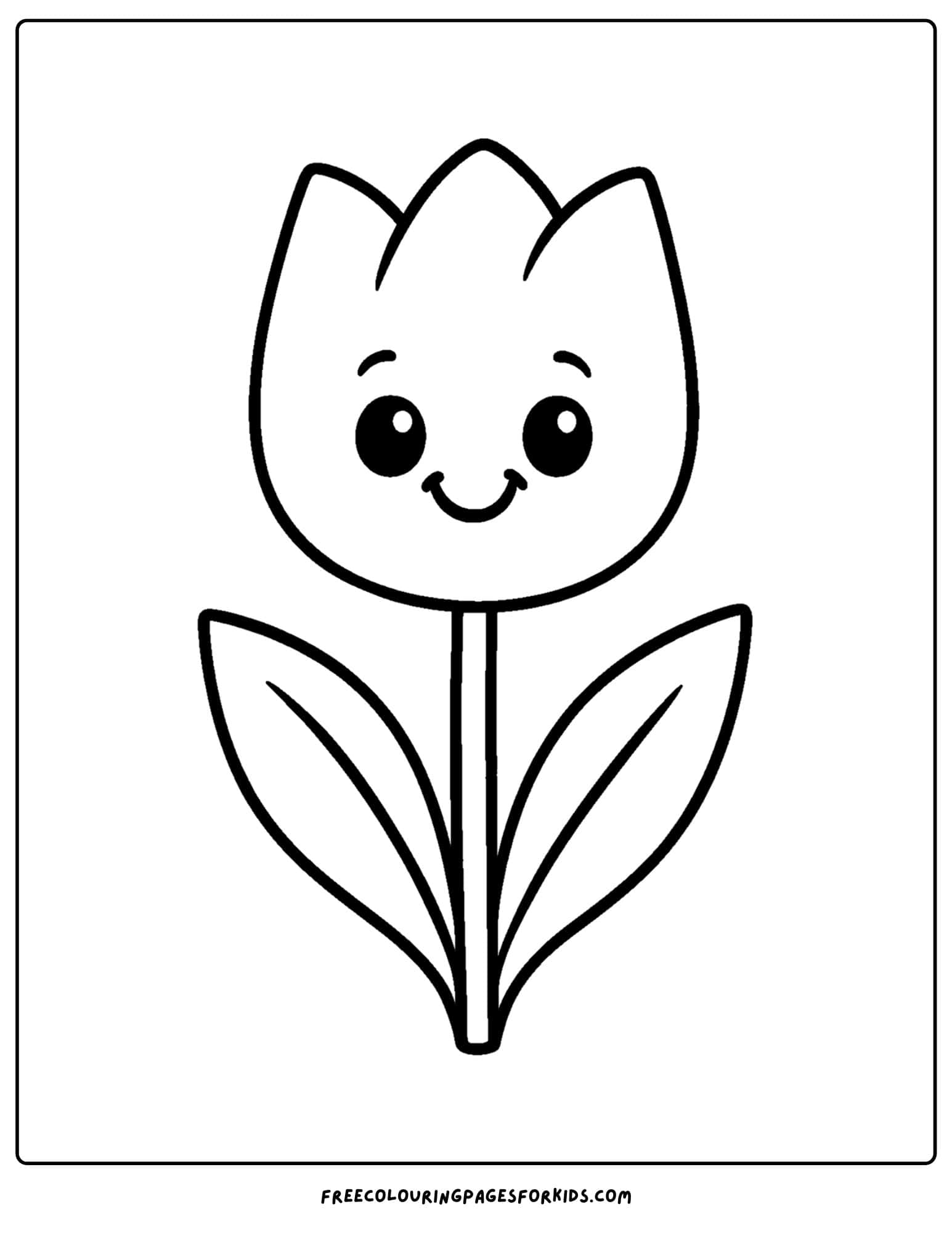 a tulip coloring page of a single tulip
