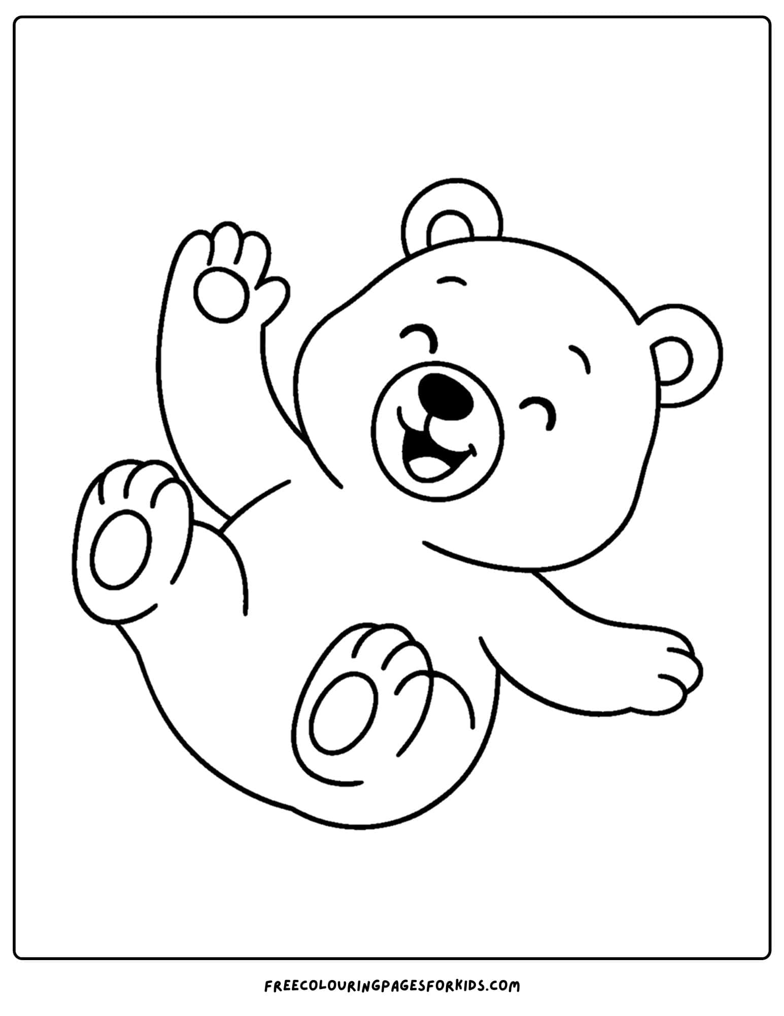 a bear coloring page of a bear rolling into its back