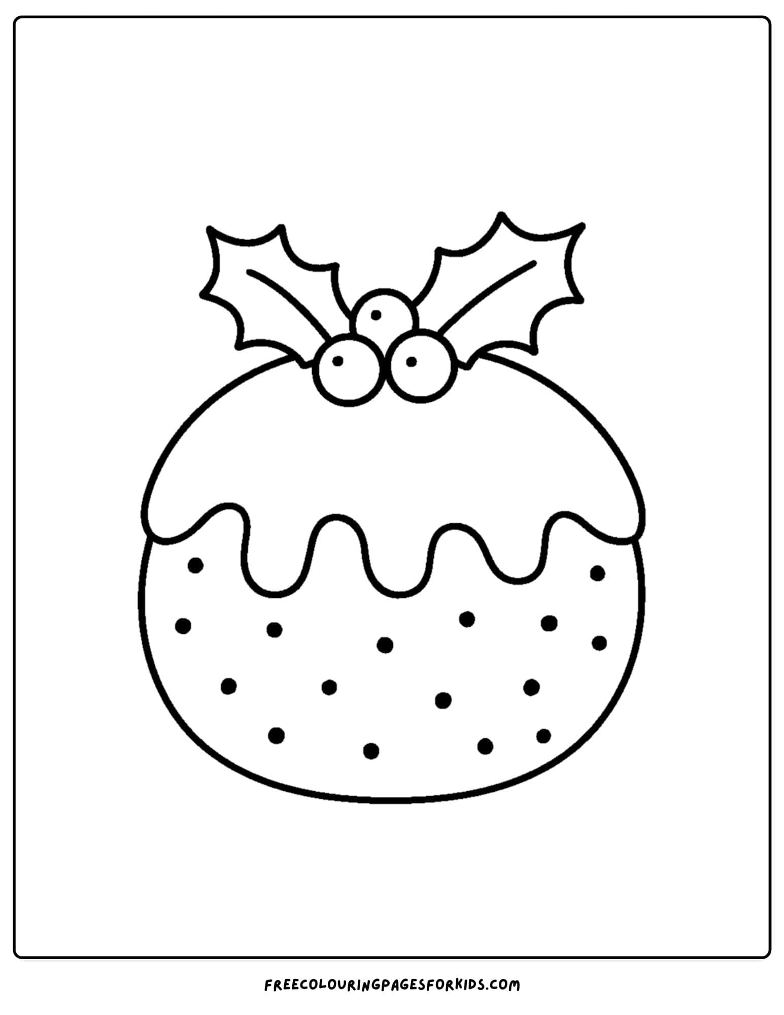 a christmas coloring page featuring a christmas pudding