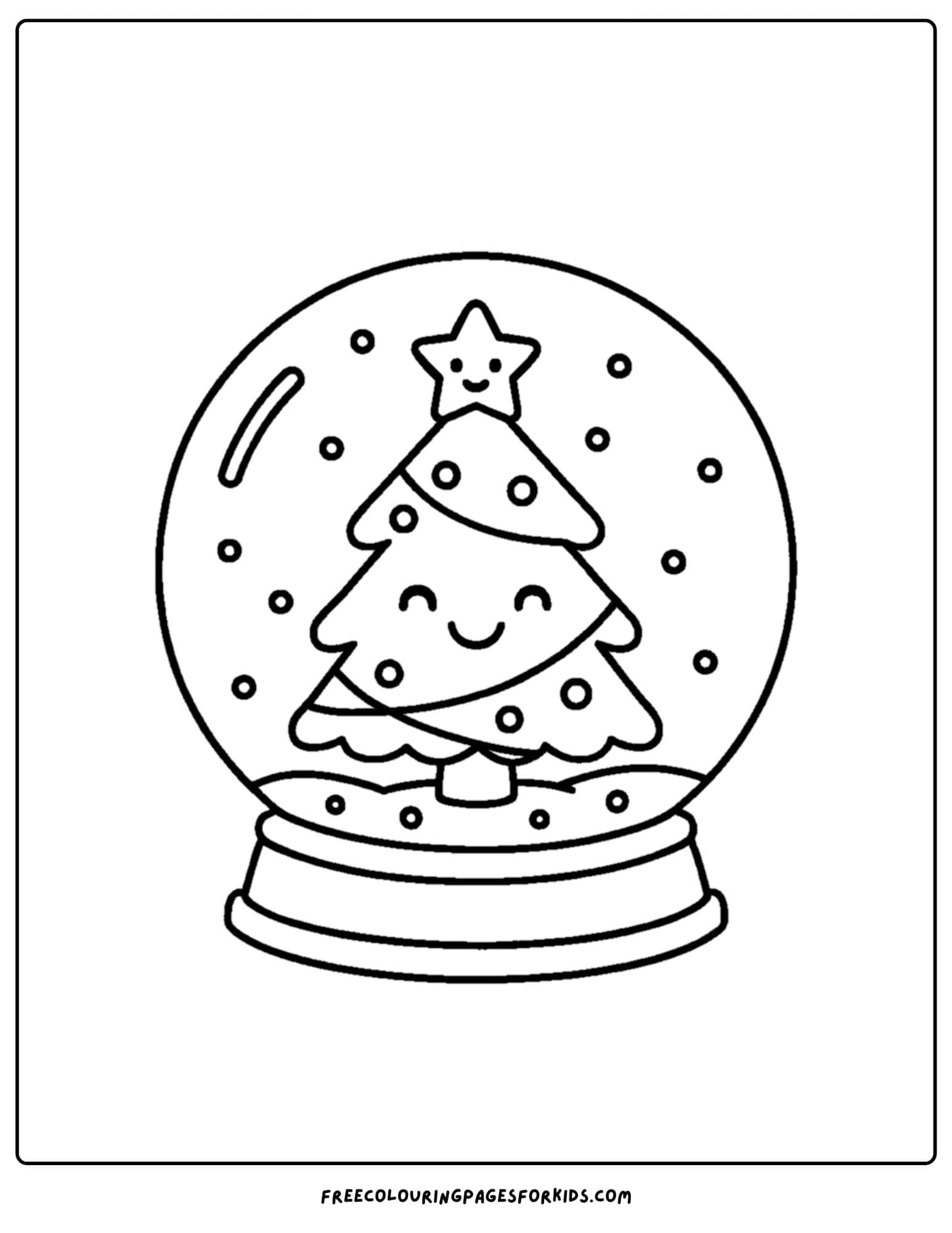 a christmas coloring page featuring a christmas snow globe