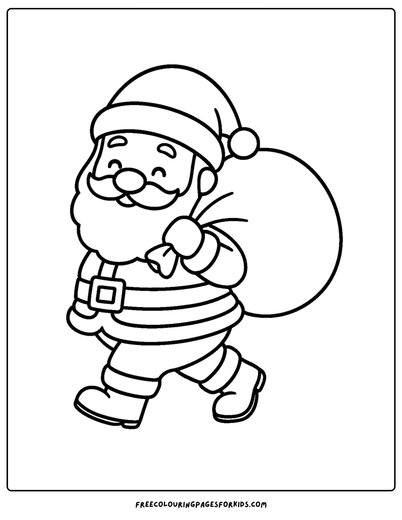 a christmas coloring page featuring santa carrying a sack of presents