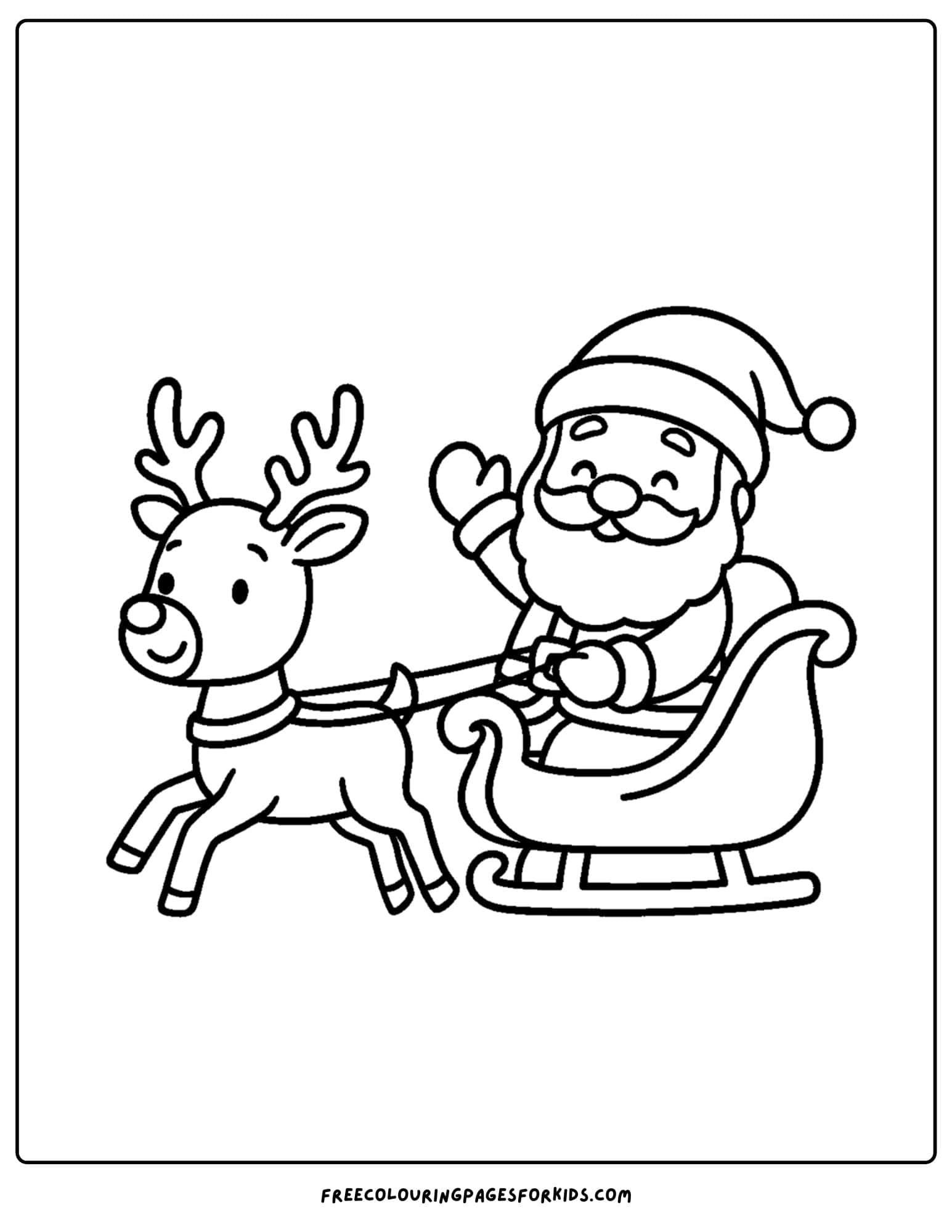 a christmas coloring page featuring santa riding his sleigh