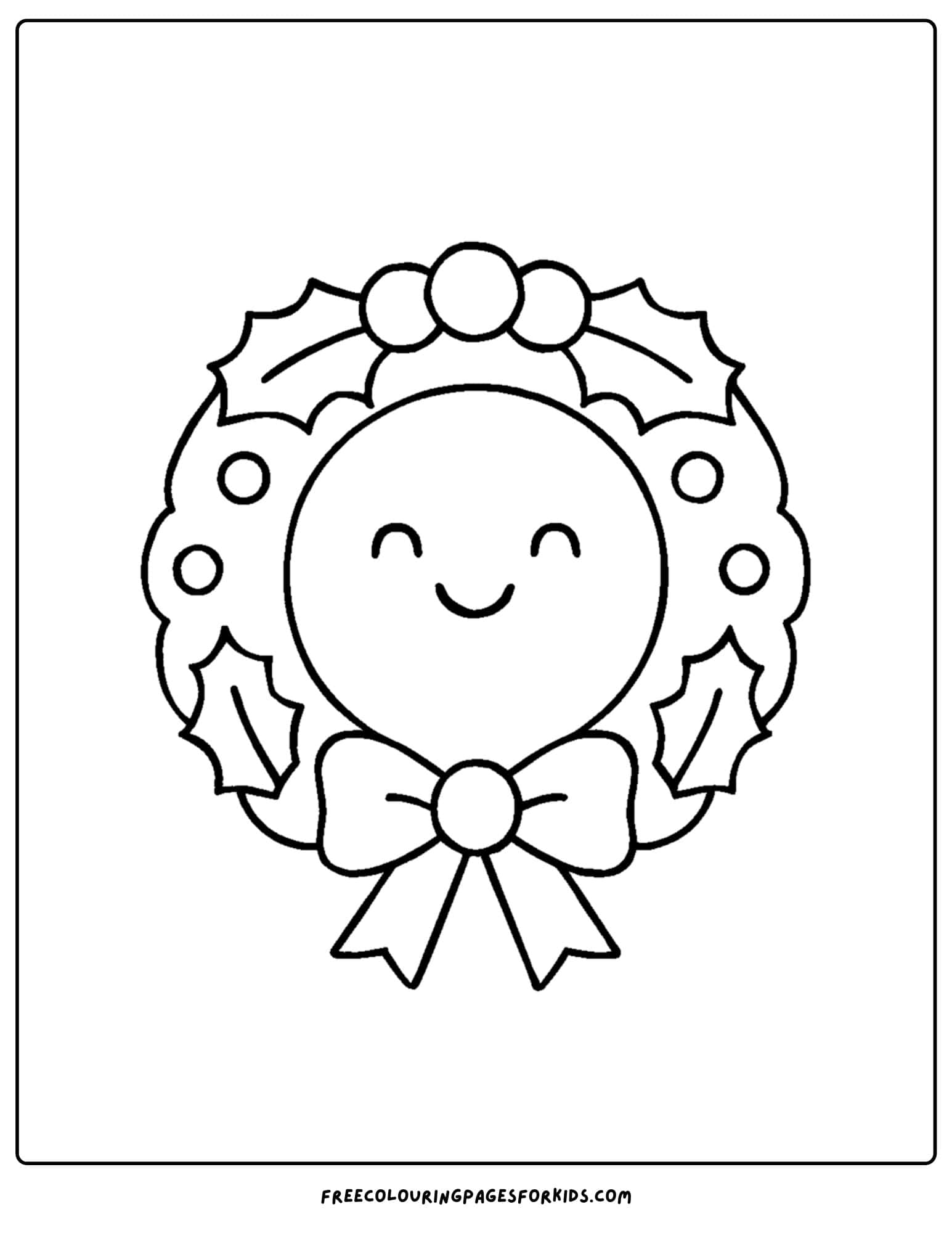 a christmas coloring page featuring a decorative christmas wreath