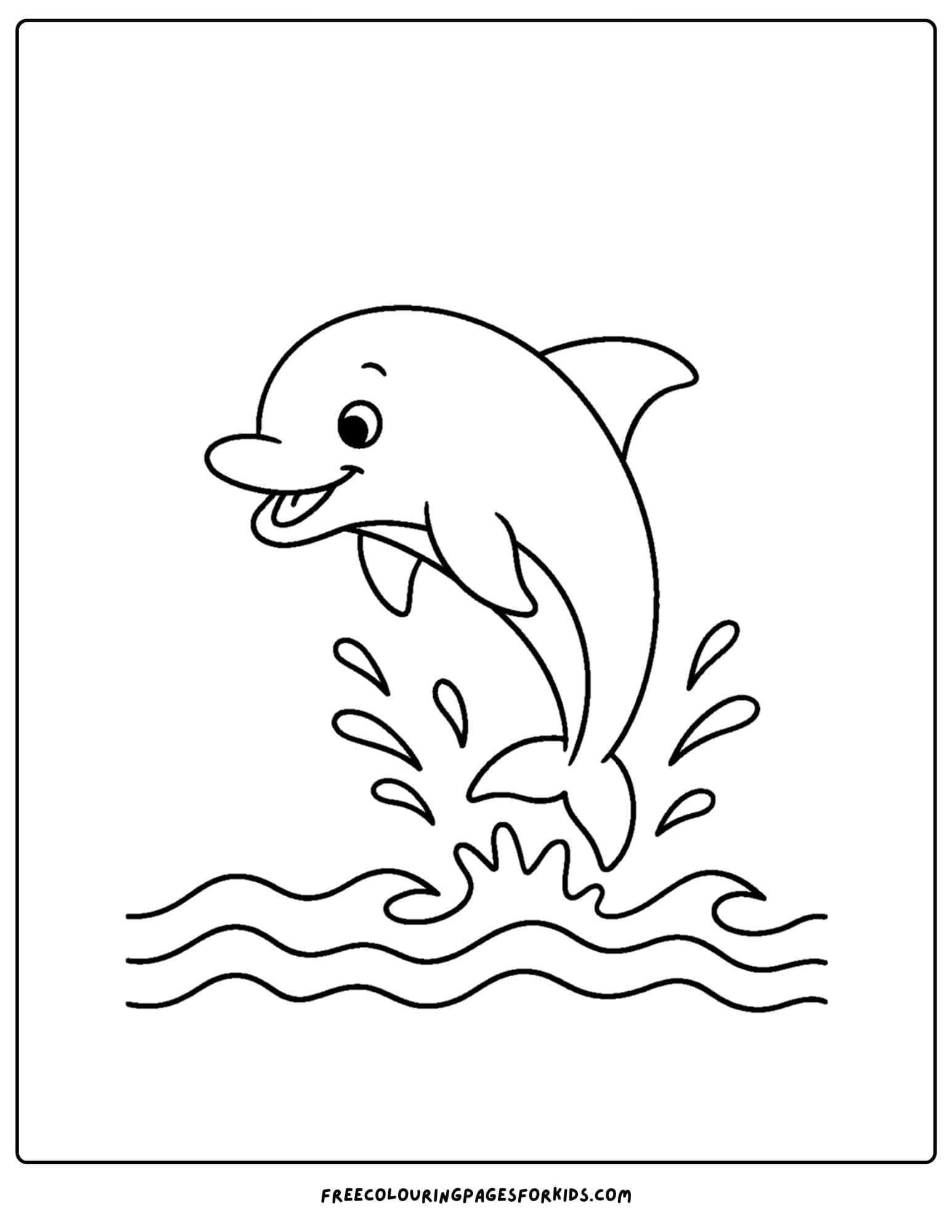 a dolphin coloring page featuring a dolphin doing a flip in the air