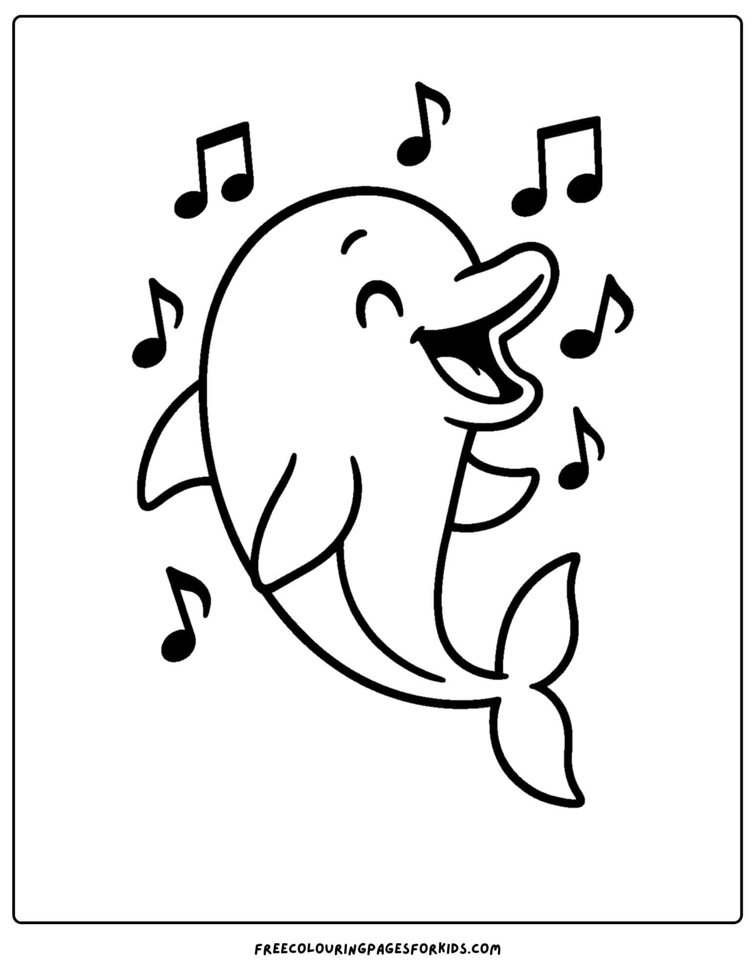 a dolphin coloring page featuring a dolphin singing