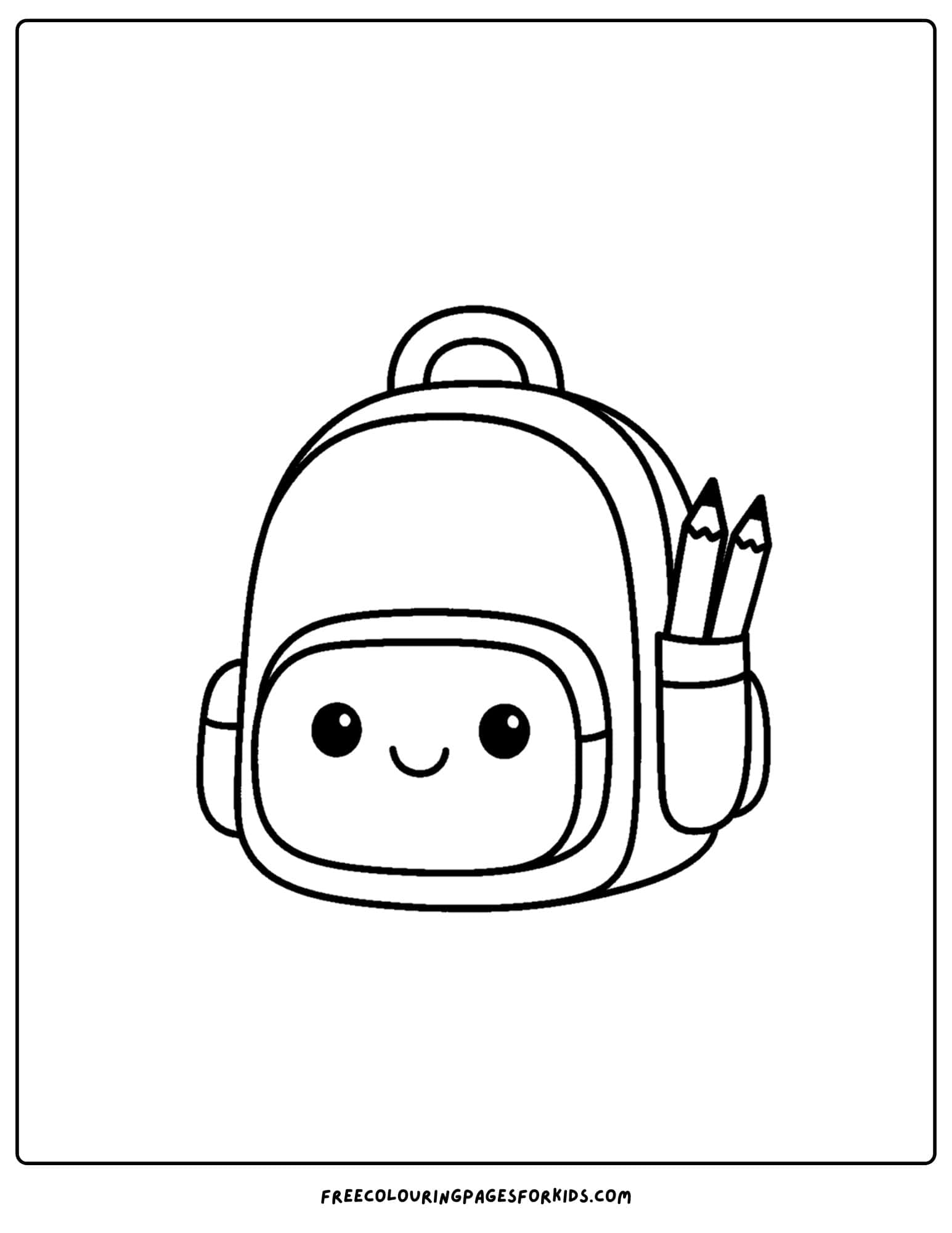 a kawaii coloring page of a cute backpack