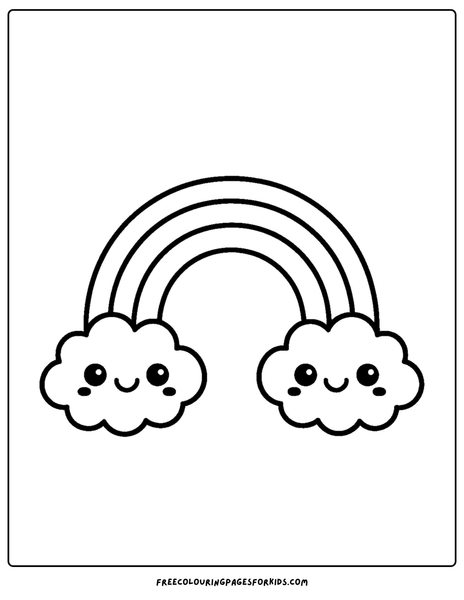 a kawaii coloring page of a cute rainbow