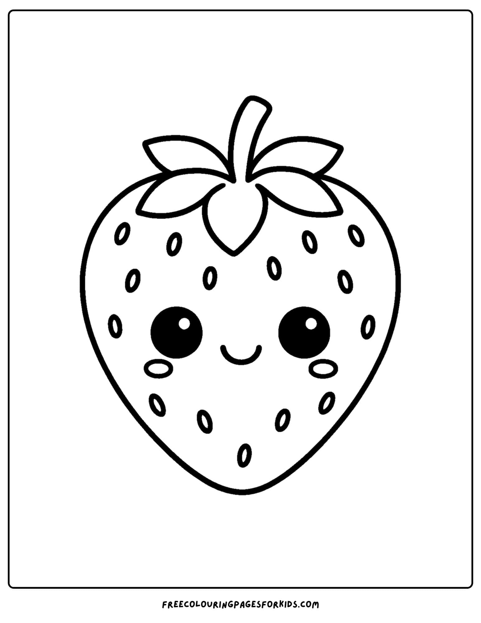 a kawaii coloring page of a cute strawberry