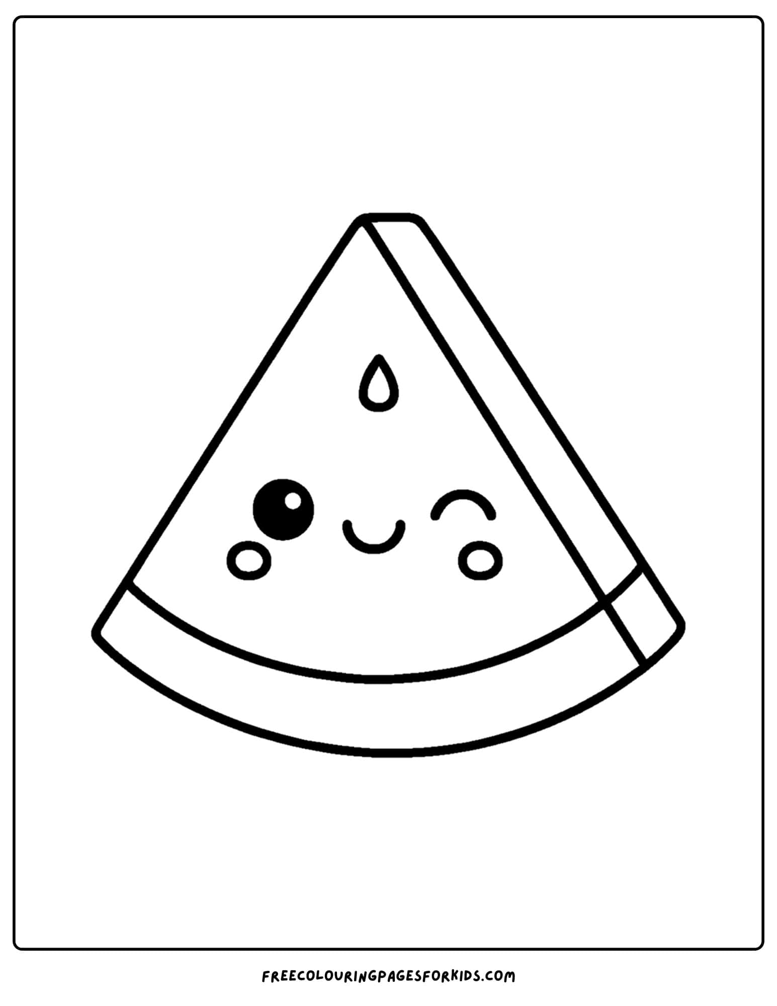 a kawaii coloring page of a cute watermelon slice